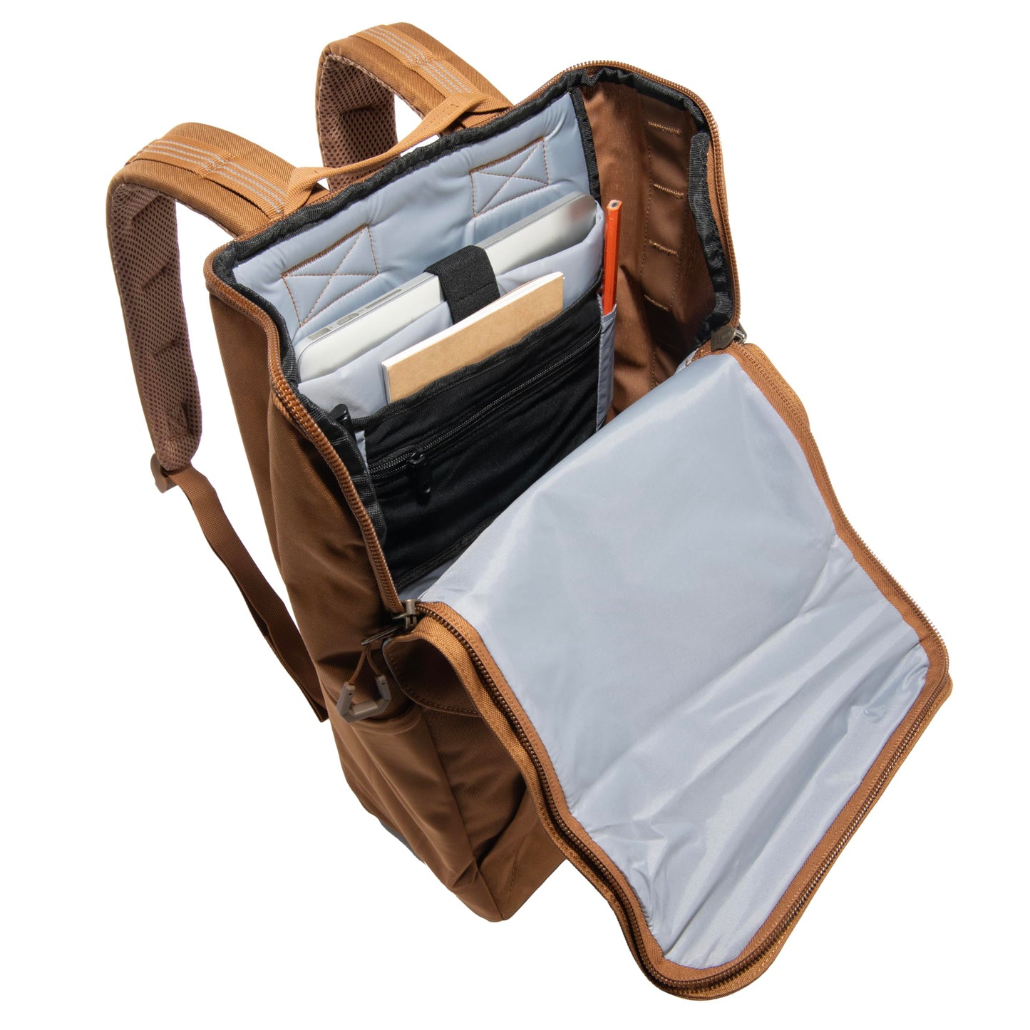 Carhartt 21L Top-Load Backpack, Water Resistant Coated Canvas Base with Laptop Sleeve, Brown, One Size