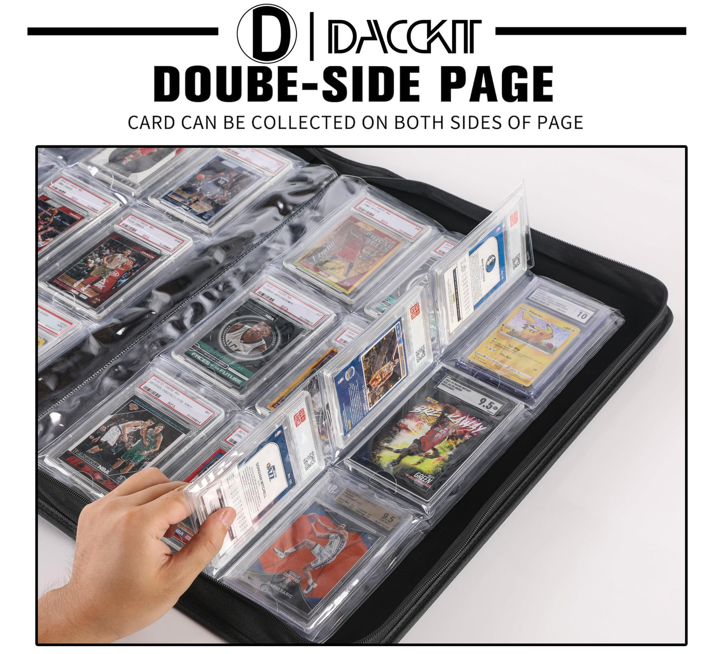 D DACCKIT Graded Card Binder，Holds 90 Card - 9 Pocket Slab Binder for Cards Compatible with PSA CGC BGS SGC（Model A, Navy Blue）