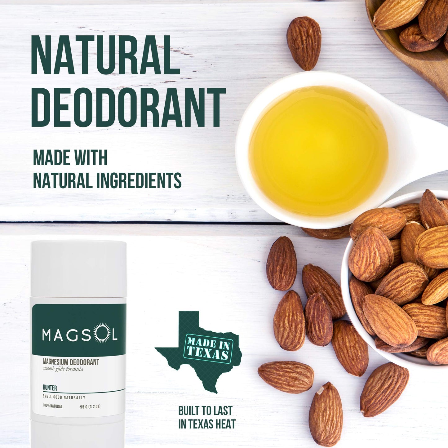 Natural Deodorant for Men - Aluminum Free Deodorant for Men, 4 Total Ingredients, 2 Pack (Sandalwood & Hunter)