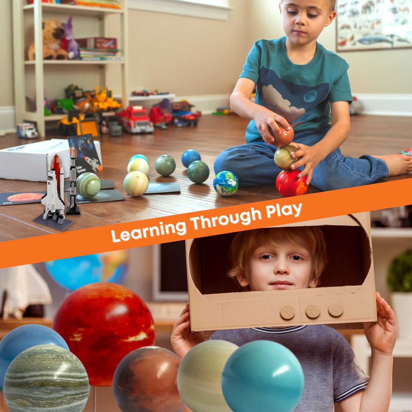 Solar System Stress Ball, Flashcard & Wall Stickers Decor for Kids Room, Preschool Learning Resources, Planets, Space Toys for 3+ Year Old Boys, Jouet Enfant 4 Ans, Educational Toys for Kids 4-6