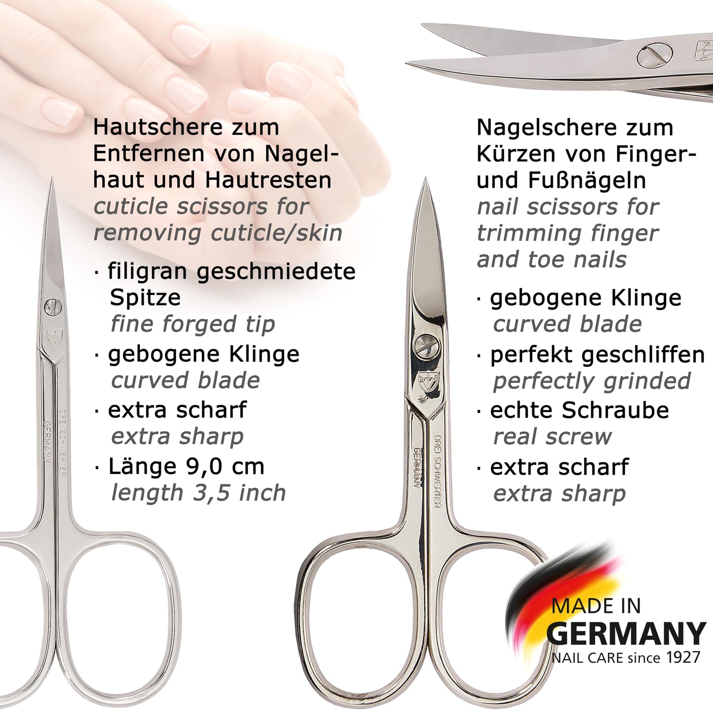3 Swords Germany - brand quality 11 piece manicure pedicure grooming kit set for professional finger & toe nail care scissors clipper red genuine leather case in gift box, Made in Germany