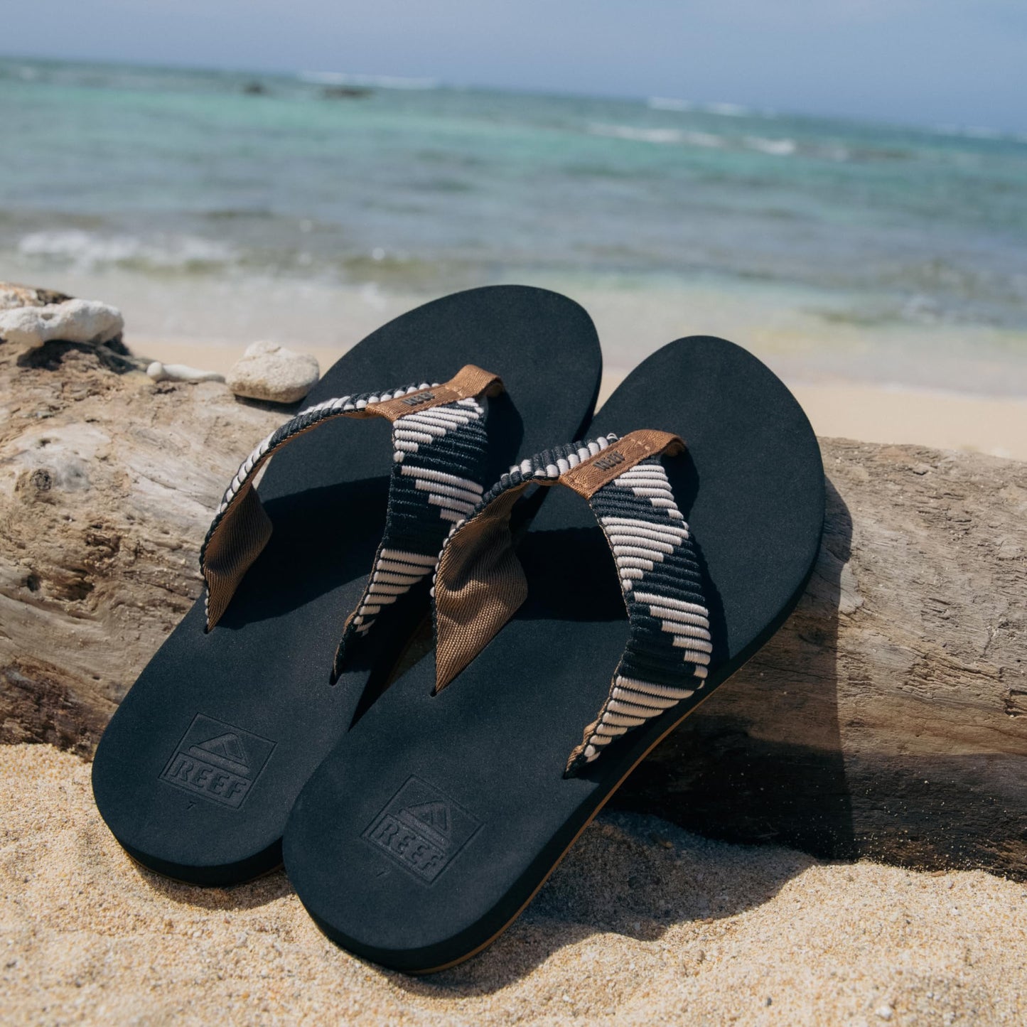 Reef Spring Woven Womens Beach Flip Flop, Soft Woven Strap & Cushion Footbed, Pebble, 10