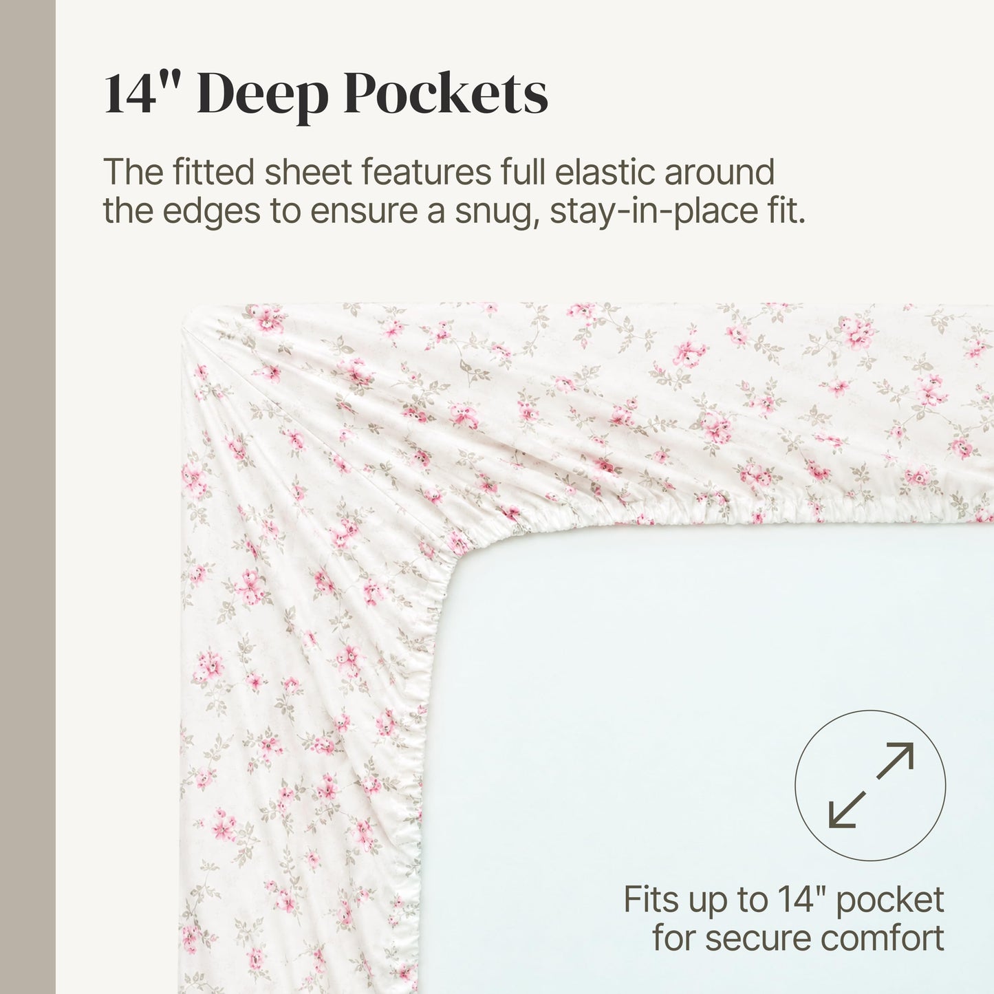 Modern Threads 4-Piece Ultra Soft Microfiber Bed Sheets Set, Wrinkle Free Sheets with Deep Pockets Fitted Sheet, Flat Sheet & Pillowcases, Lightweight Breathable Bedding, Floral Rose, Queen