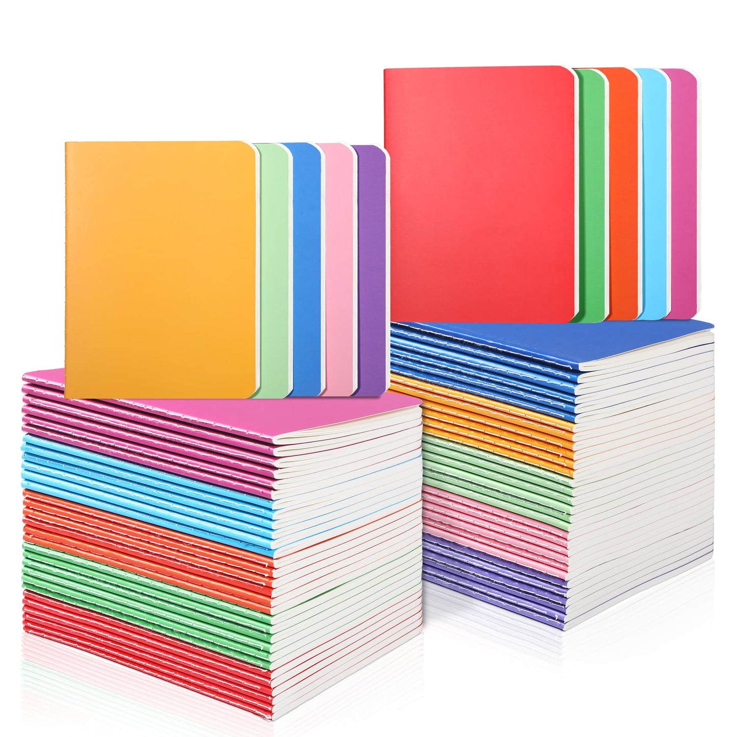 miikoul 100 Pack Small Colorful Blank Notebook Bulk,A6 Pocket Notepads Mini Journal Set for Student Traveler Office Back to School Supplies, 5.5" X 4", 30 Sheets/60 Pages,10 Colors