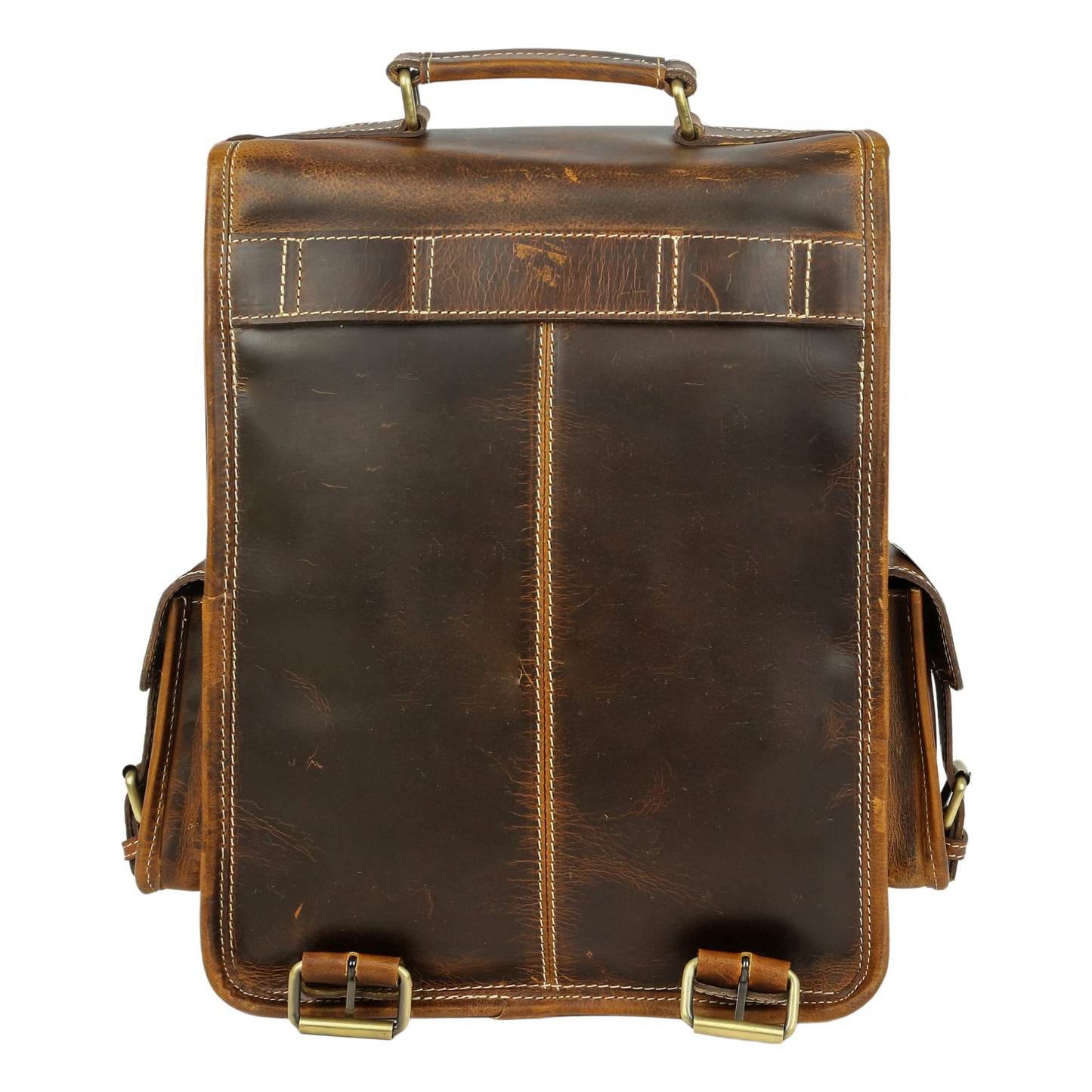 KomalC Leather Backpack Rucksack Travel Laptop Camping Bag for Men Women