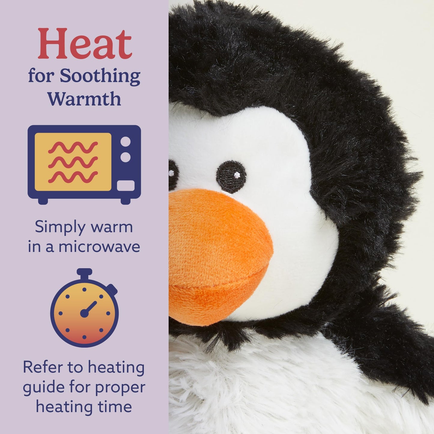 warmies Penguin Microwavable, Hot or Cold for Cool Relaxation and Warm Relief, Lavender Scented Cozy Plush Animal
