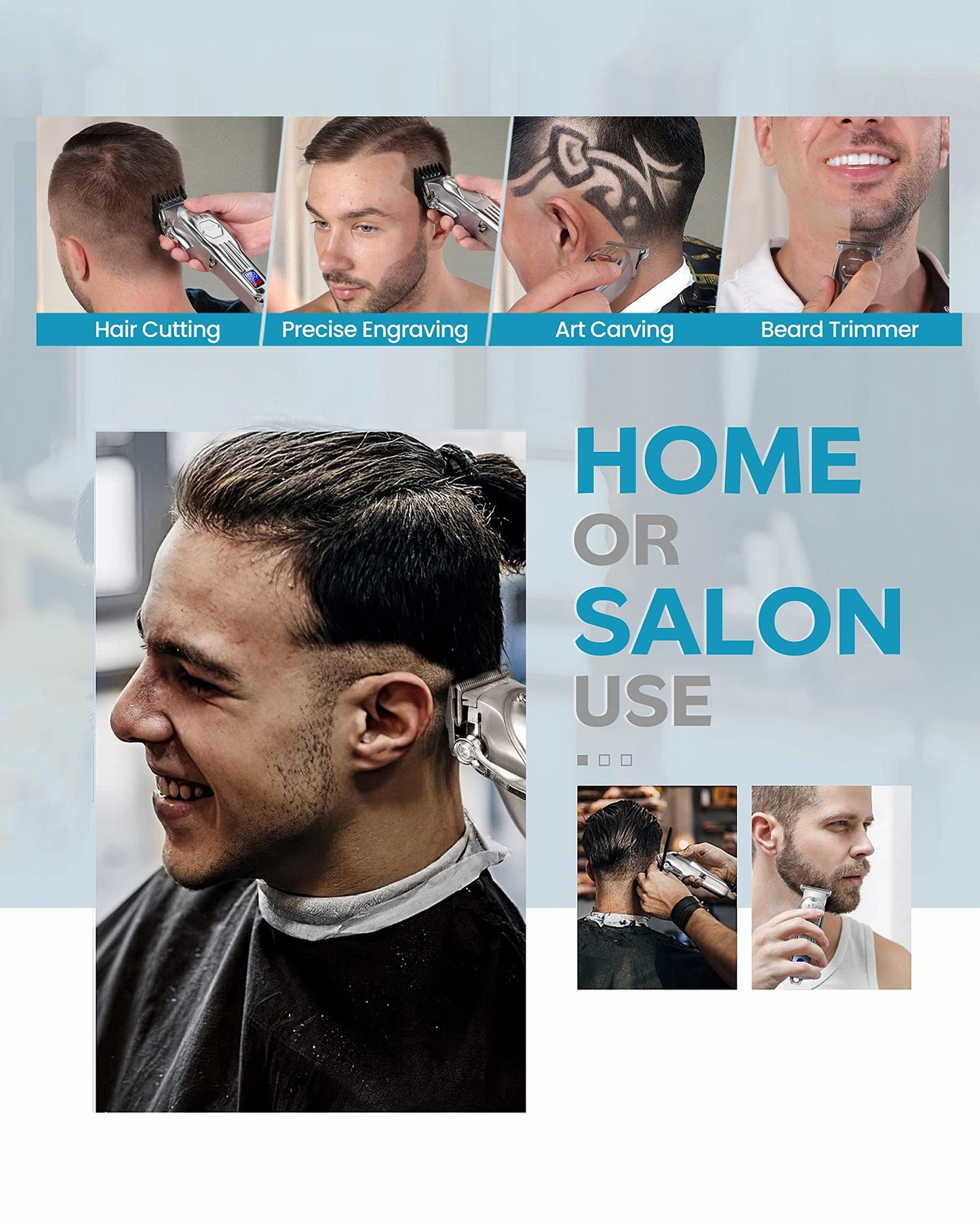 Professional Cordless Hair Clippers for Men, Trimmers Set and Barber Clippers for Haircut, Beard Trimmer Kit with LCD Display, Grooming Set, Rechargeable Hair Cutting Machine for Family