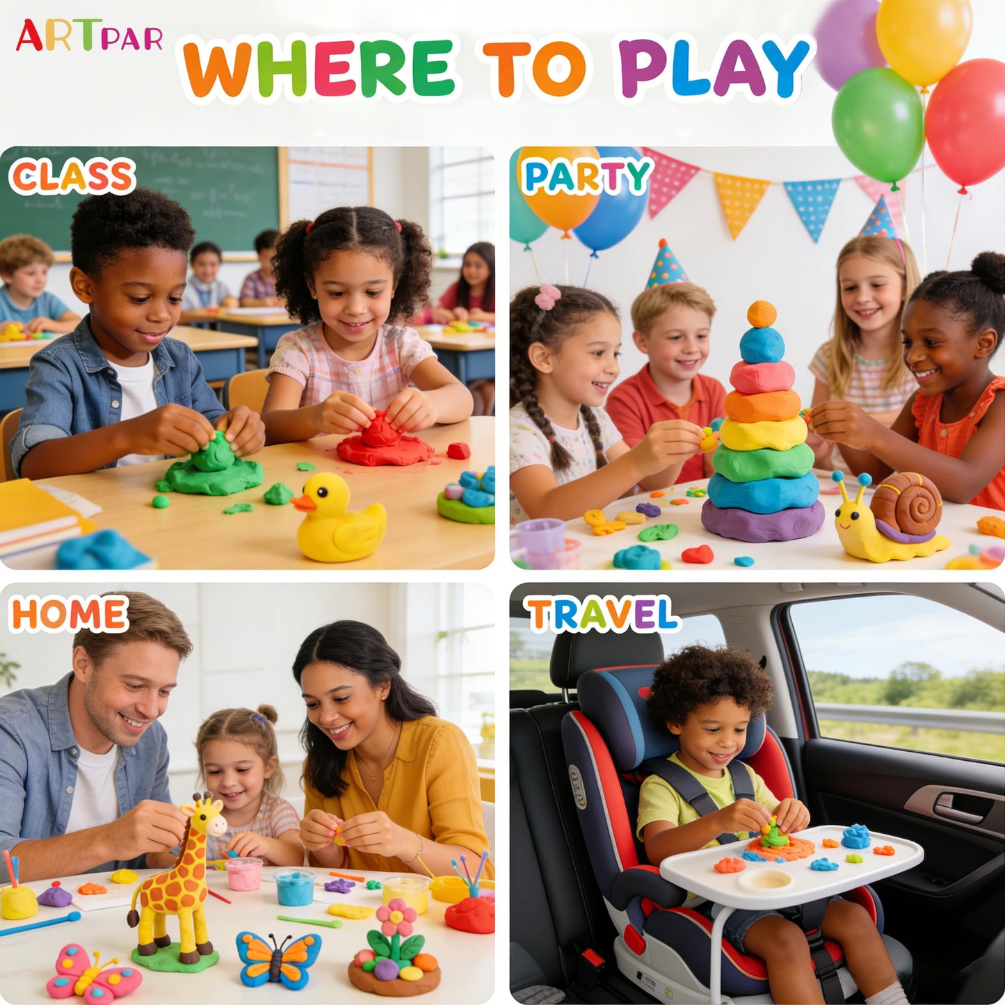 ARTPAR 90 Colors Air Dry Clay Set, 90 Individual Sealed Bags, Soft Modeling Clay for Kids Ages 3+, Non-Stick DIY Craft Supplies, Gift for Girls Boys