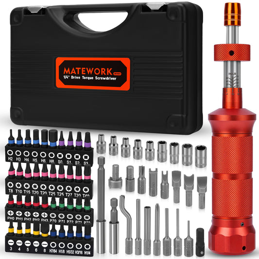 68Pcs Torque Screwdriver Wrench Set 10-70 IN.LB, Inch Pound Torque Driver with S2 Steel Bits, 1/4" Drive, Magnetic Quick-Release Adapter for Bike Repair, Mounting and Maintenance