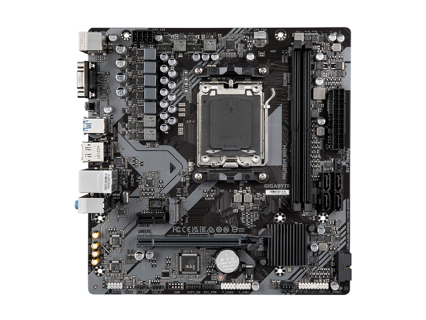 GIGABYTE A620M S2H (AM5/ LGA 1718/ AMD/ A620/ Micro ATX/ 5-Year Warranty/ DDR5/ Single M.2/ PCIe 4.0/ USB 3.2 Gen1/ Realtek 1GbE LAN/Q-Flash Plus/PCIe EZ-Latch/Motherboard)