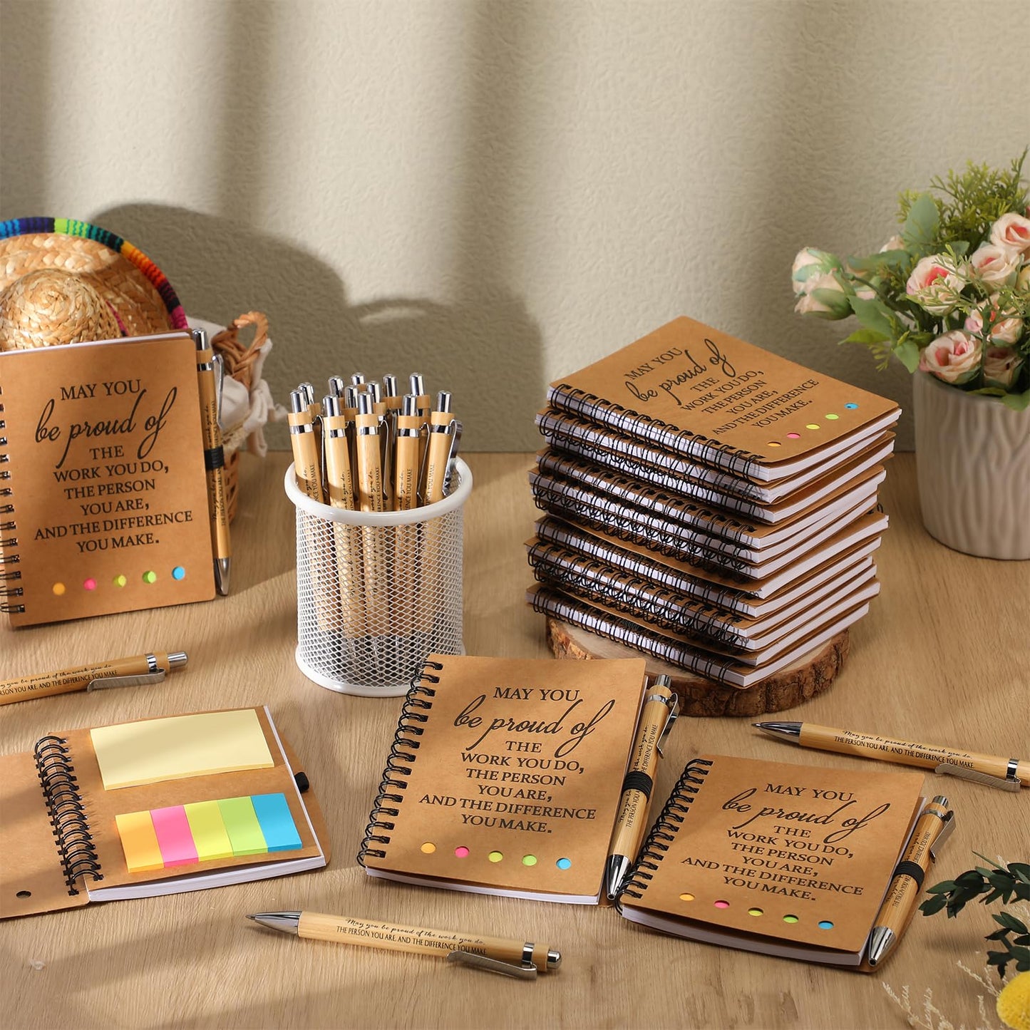 Moinchore 20 Sets End of Year Teacher Gifts Employee Appreciation Gifts Cna Week Inspirational Spiral Notebooks with Sticky Notepad and Pen for Students Team Coworker Staff (May You Be Proud)