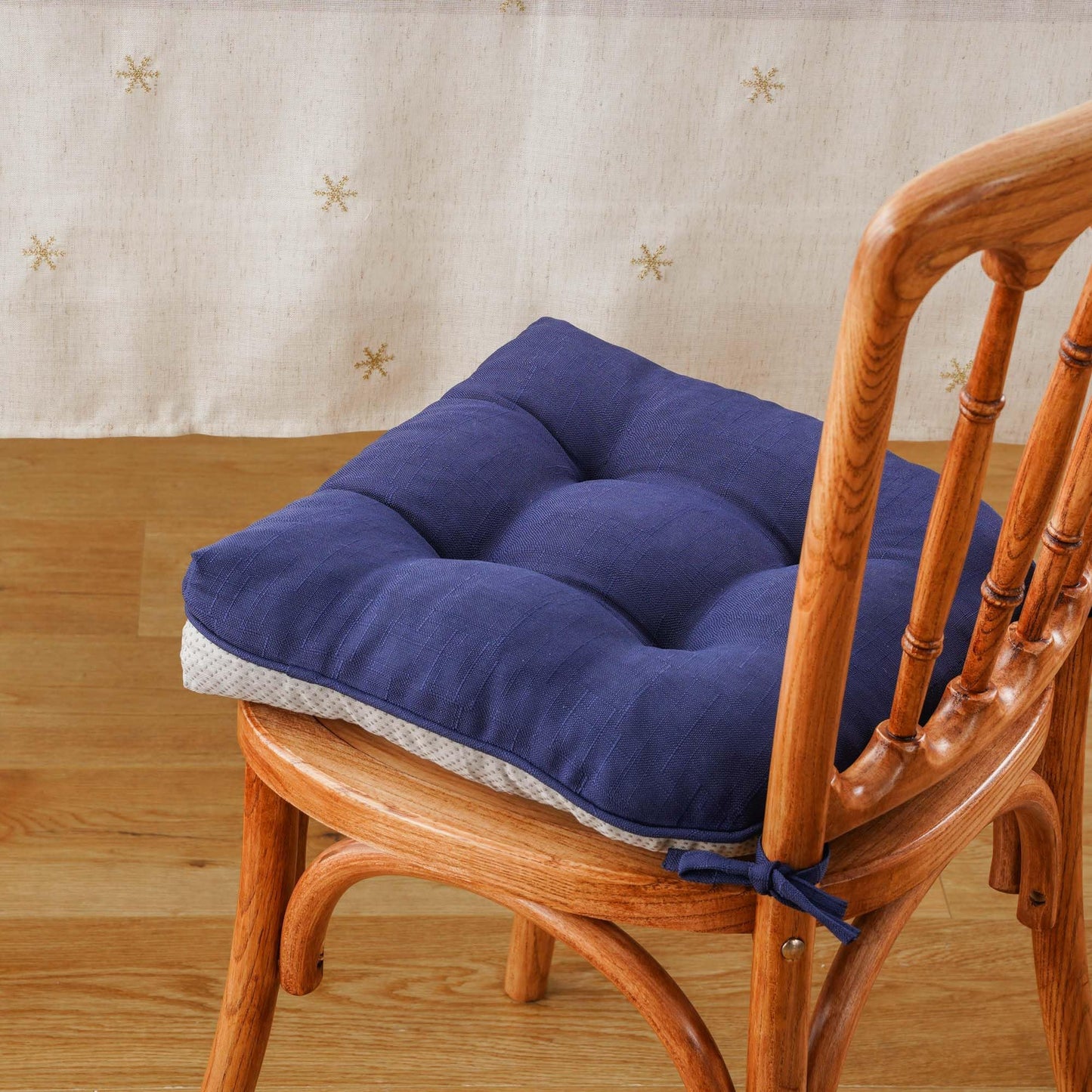 Battilo Chair Cushions Set of 4 for Dining Chairs, Seat Cushions for Kitchen Chairs with Non-Slip Backing, Indoor/Outdoor Waterproof Chair Seat Pads with Ties, 15.5"x15.5"x4", Navy