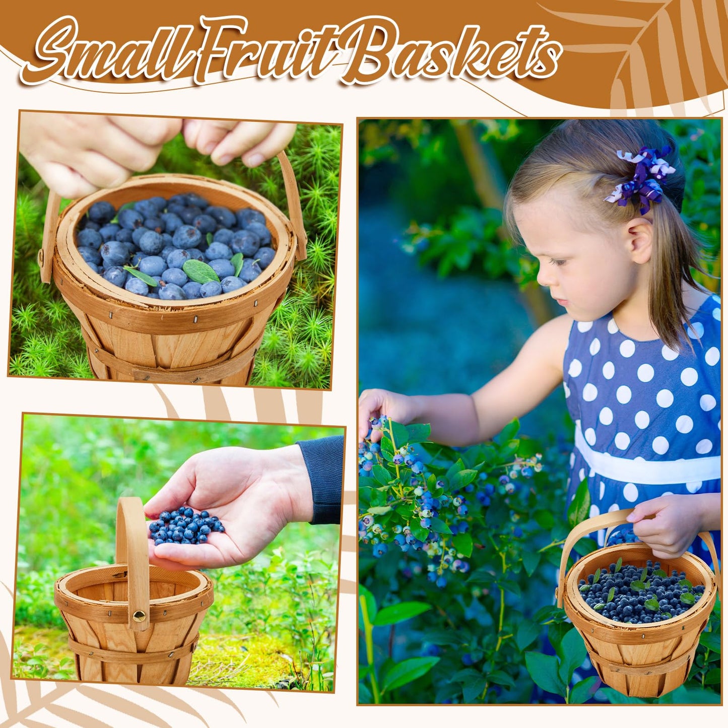 Marsui Mini Wooden Apple Baskets Bulk for Gifts 4 x 5.1 Inch Mini Berry Baskets with Handle for Picnic Garden Picking Fruit Strawberry Flowers Crafts Picnic Home Wedding Party Decor(10 Pcs)