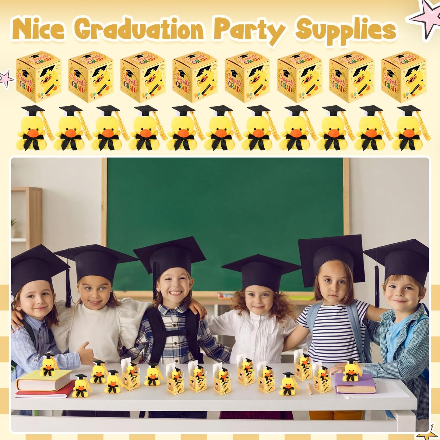 Trnayi 24 Set Mini Graduation Stuffed Duck with Gifts Box Graduation Stuffed Animal Keychain with Cap Gift Set for 2026 Graduations Party Graduations Decoration Prize Exchange Gift