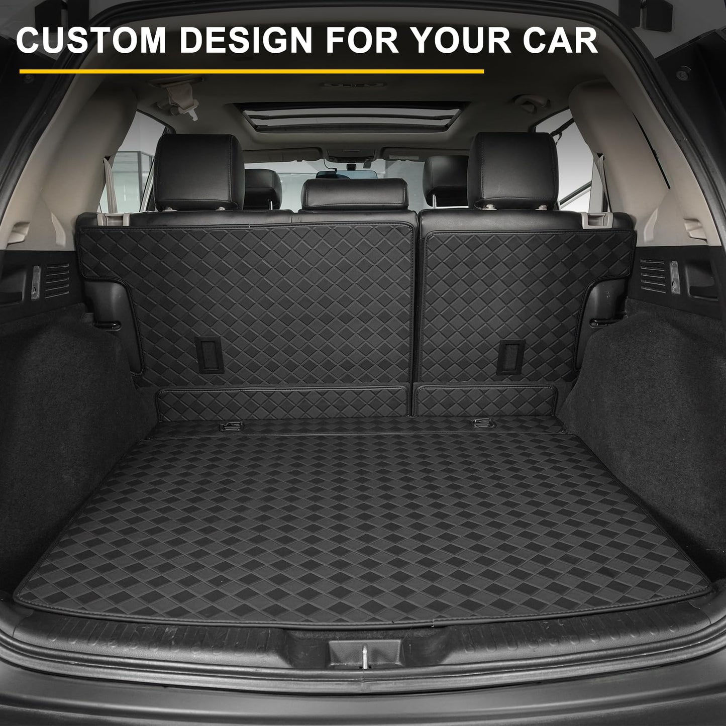 Trunk Liner & Backrest Mat for 2021-2025 Ford Bronco 4-Door (Not for Sport Model)- Custom Fit PU Leather Cargo Liner and Rear Backrest Protector - All Weather Waterproof Anti-Slip Car Mats