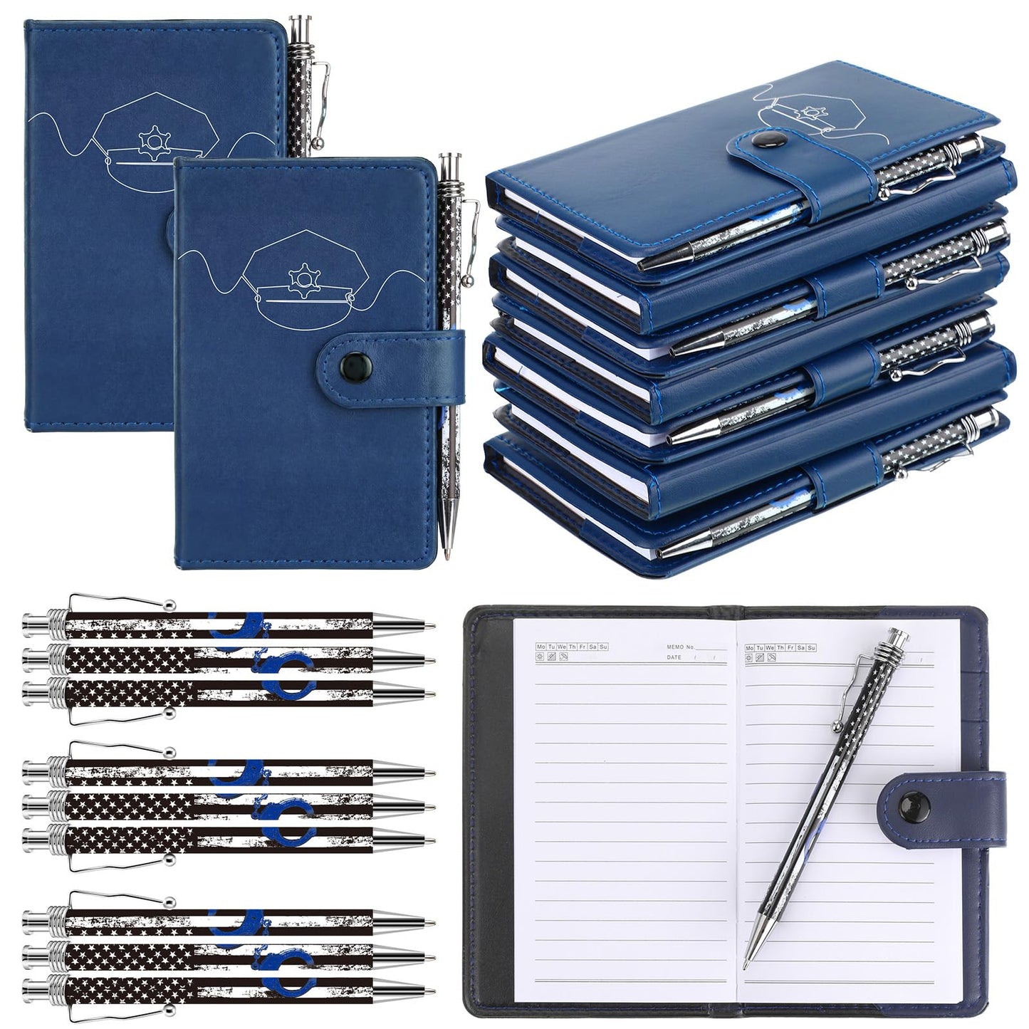 Ctosree 20 Sets Christmas Police Gifts Pocket Leather Notebooks with Handcuff Pens for Law Enforcement Police Officer Appreciation Gifts Stocking Stuffers