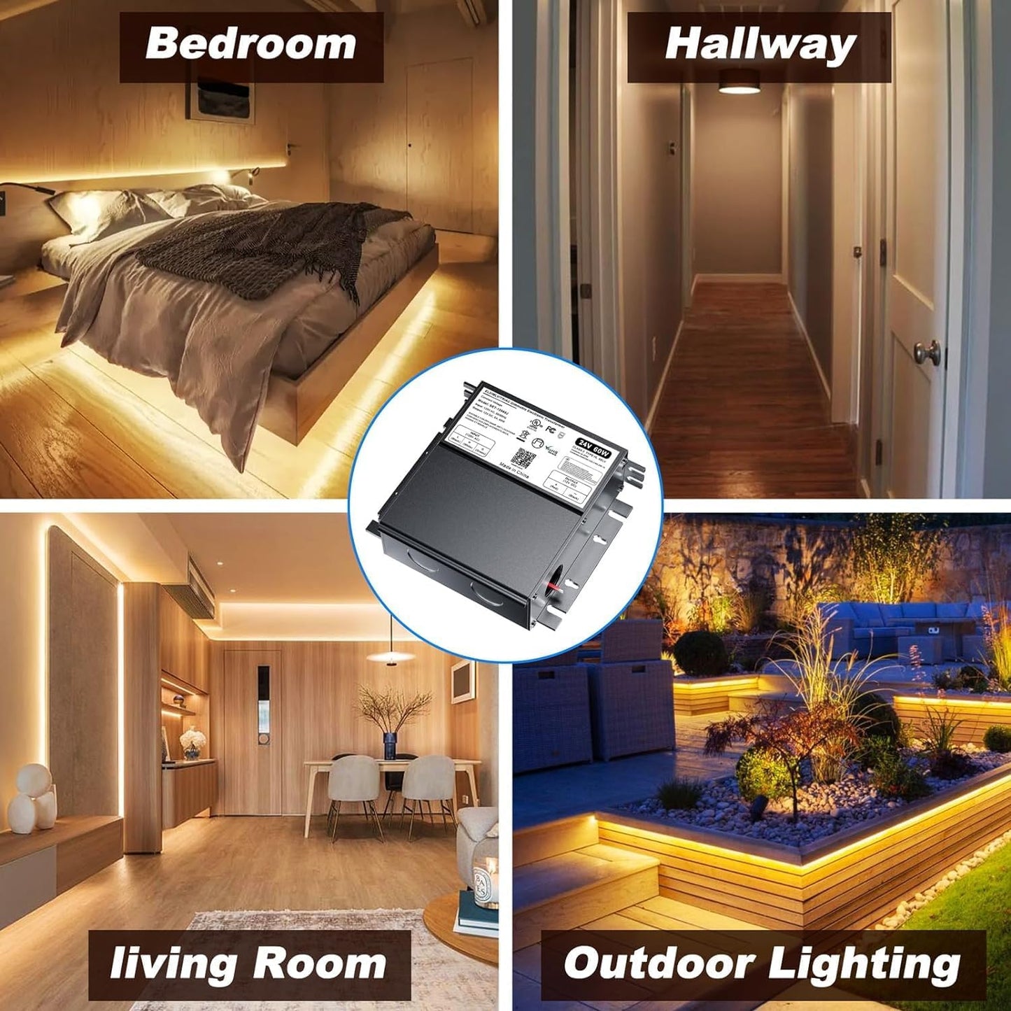 2 Pcs 60W 24V Dimmable LED Driver, Triac/ELV/MLV AC to DC Power Supply for LED Light, Halogen Bulb, LED Transformer Compatible with Lutron & Leviton Dimmer, for Indoor/Outdoor Use
