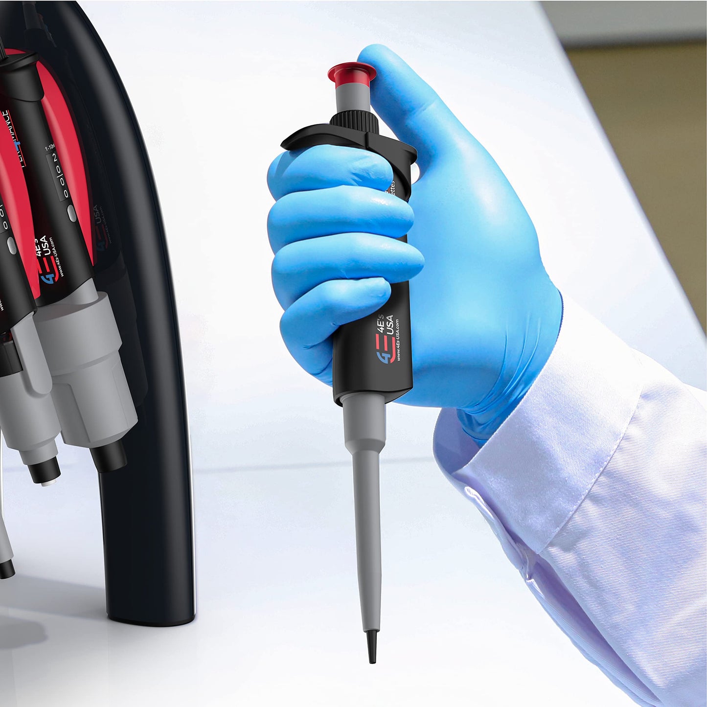 PER4MANCE Pipette - 2~20µL Adjustable Single Channel Pipette, ISO Calibrated Low Plunger-Force Ergonomic Micropipette with Autoclavable Lower and Universal Tip Cone, Ultra-Light Precise Pipettor