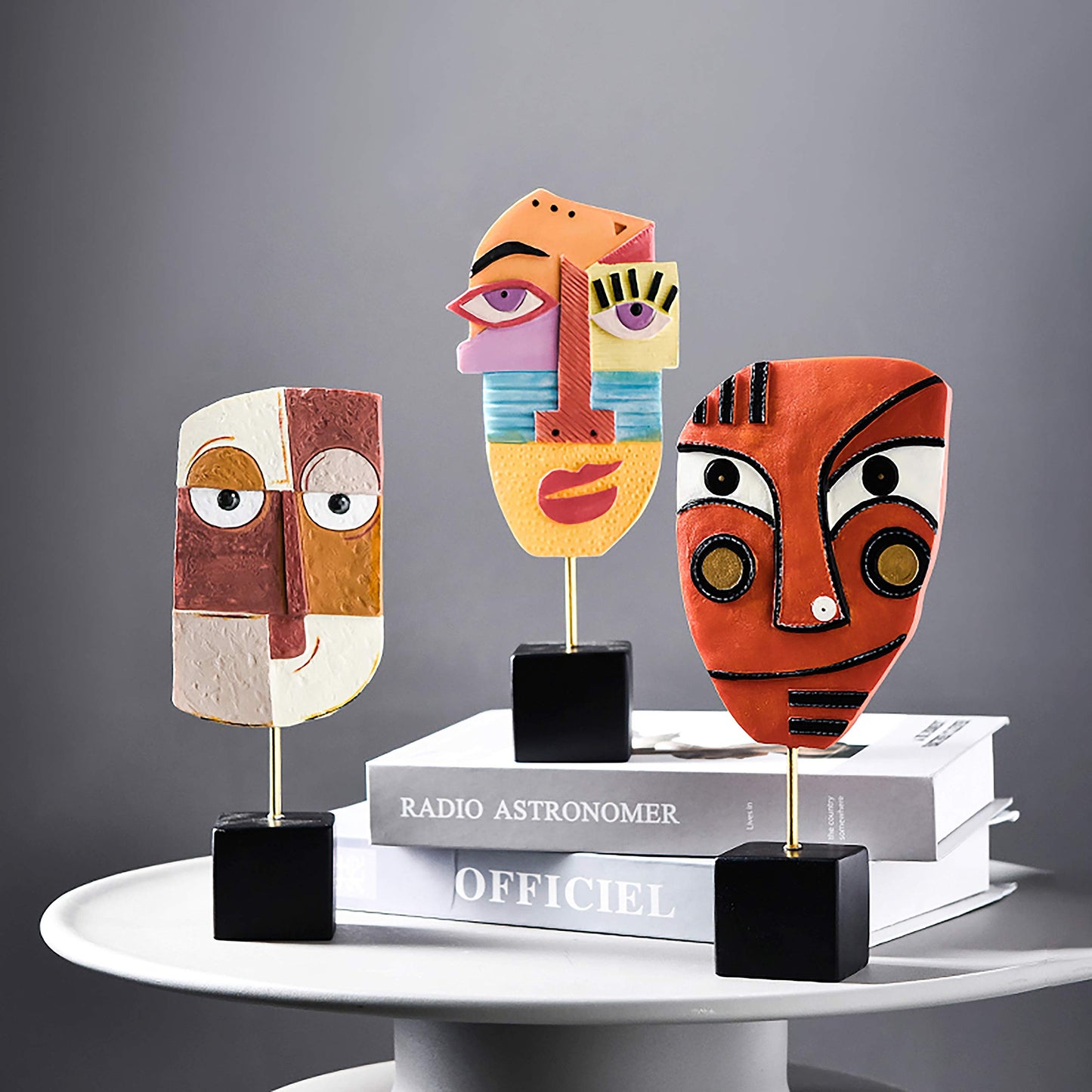 4 PCS - Handcrafted Statues Resin Abstract Sculpture for Home Decor Modern,African Art Tribal Figurines Decorations Items Accents Influencer Picks for Bookshelf,TV Stand,Living Room,Nightstand