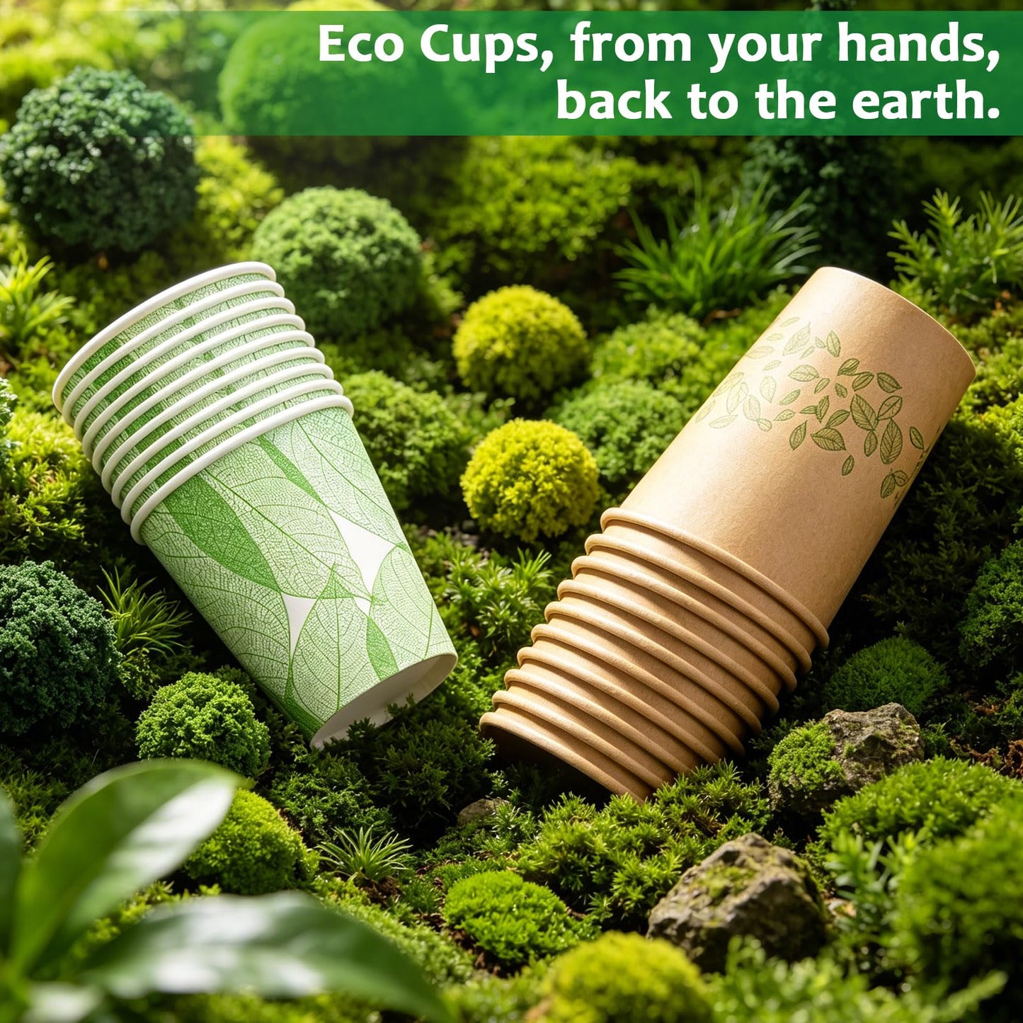 Biotakeware 8oz 300Count Compostable Paper Cups, Plant-Based Disposable Coffee Cups with PLA Lining, Perfect for Hot & Cold Drinks, Coffee, Party, Office & Daily Use