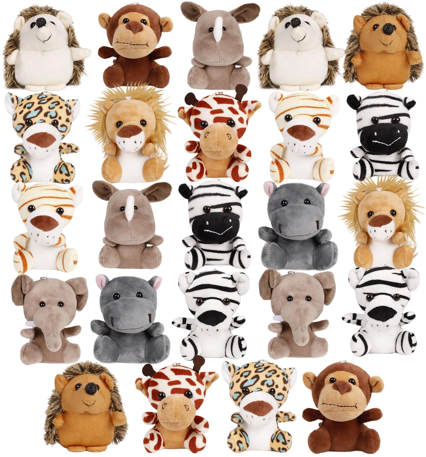 Spoilu Small Stuffed Animals Bulk, 24 Pieces Cute Plushies, 4.5 Inch Mini Forest Animal Plush Toys, Party Favors, Stocking Stuffers for Kids