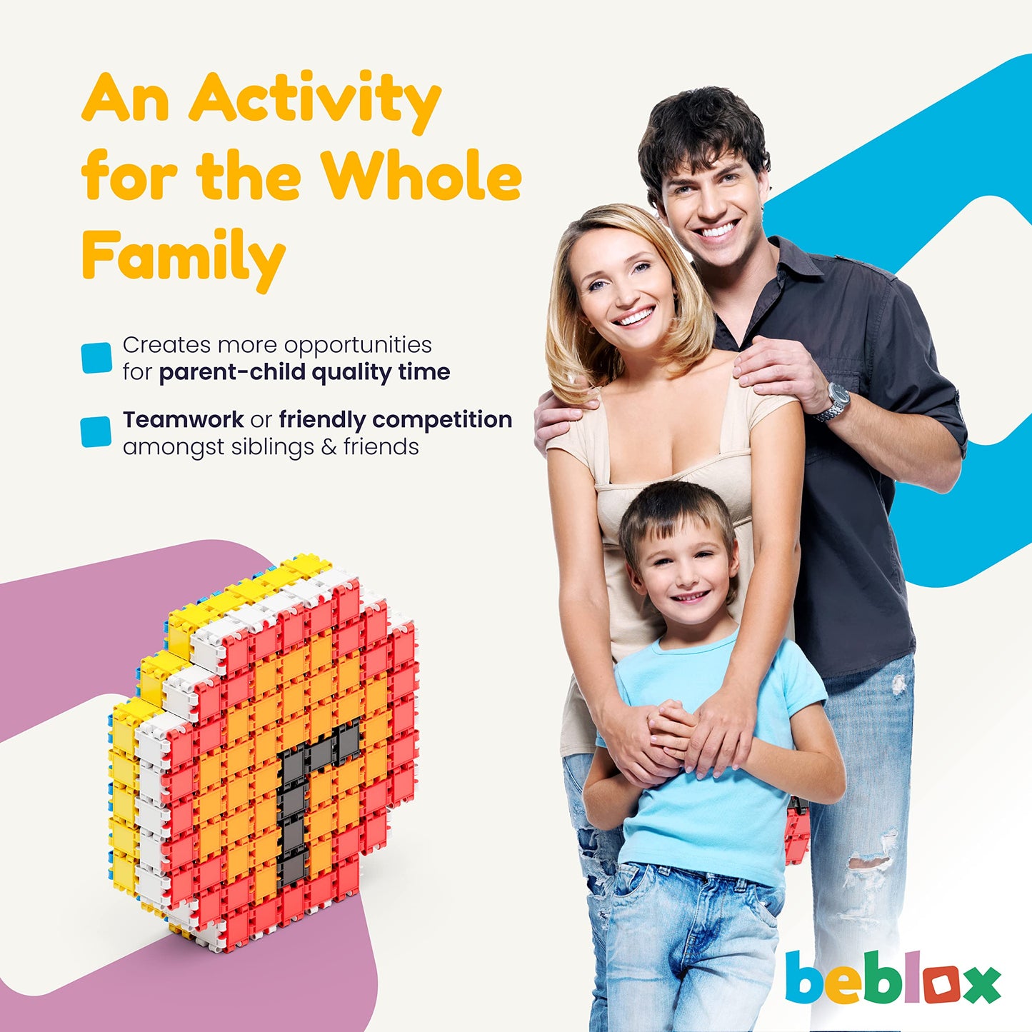 Beblox - Building Blocks for Kids - 250 Pieces Connecting Tiles Set - Interlocking Building Blocks for Kids, STEM Toys Kit, Fun and Educational Gifts for Kids