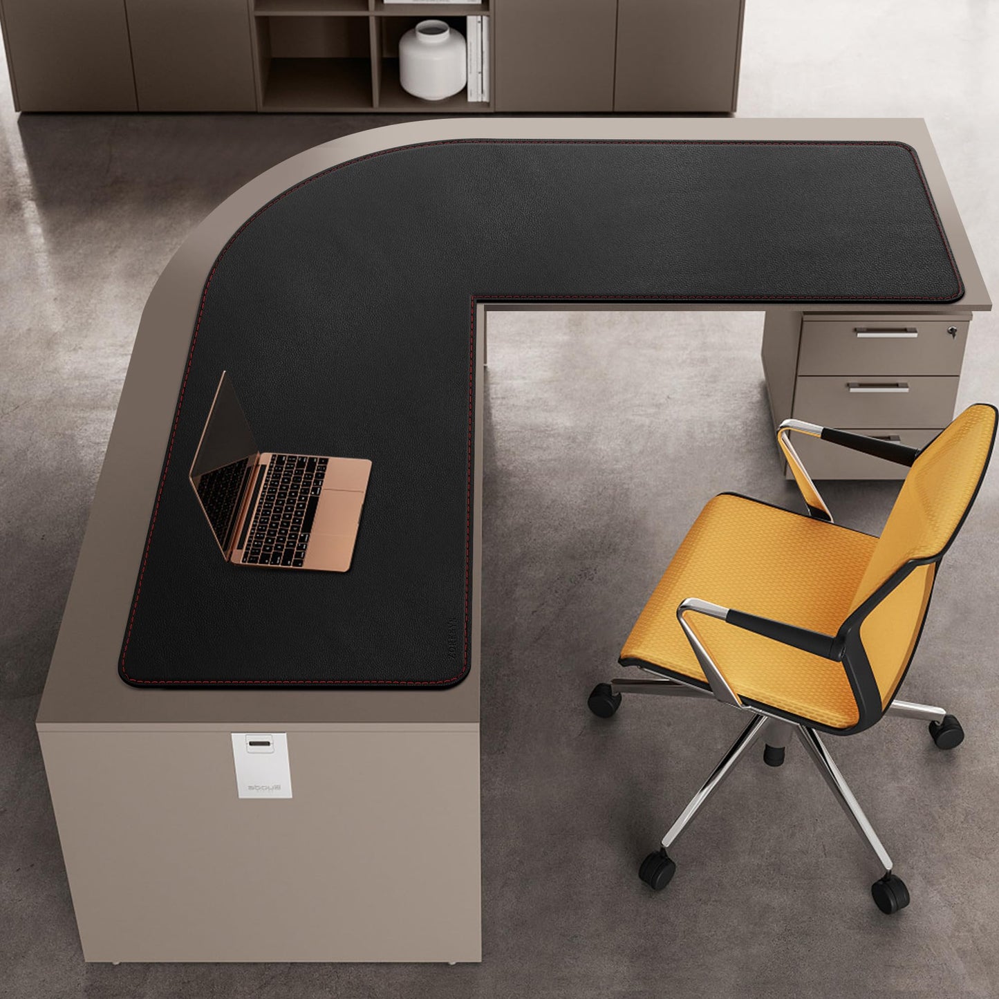 ZORESYN 63" L-Shaped Gaming Desk Mat Mouse pad, Computer Corner Desk Pad, Home Office Writing Desk Pad Protector, Large Waterproof PU Leather Corner Mousepad - Black, (157+160) x50cm