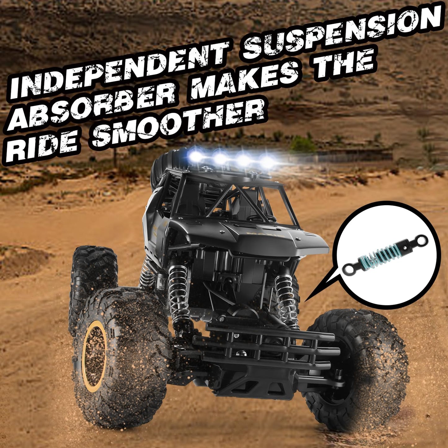 Jiakora RC Cars Remote Control Car 1:12 Off Road Truck, Metal Shell LED Headlights Offroad Monster RC Truck, 4x4 All Terrain Hobby RC Cars Toys for Boys Kids Adults Gifts 8-12