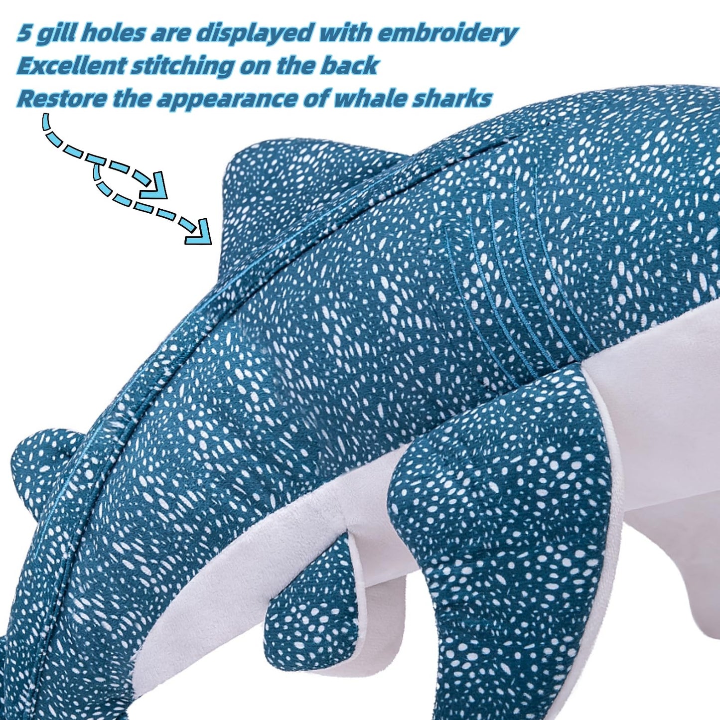 FRANKIEZHOU Simulation Giant Whale Shark Plush,Stuffed Animal,Plush Toy,Soft Toy,Stuffed Toy,Cuddly Toys,Gifts for Kids,31.5 Inches,Blue