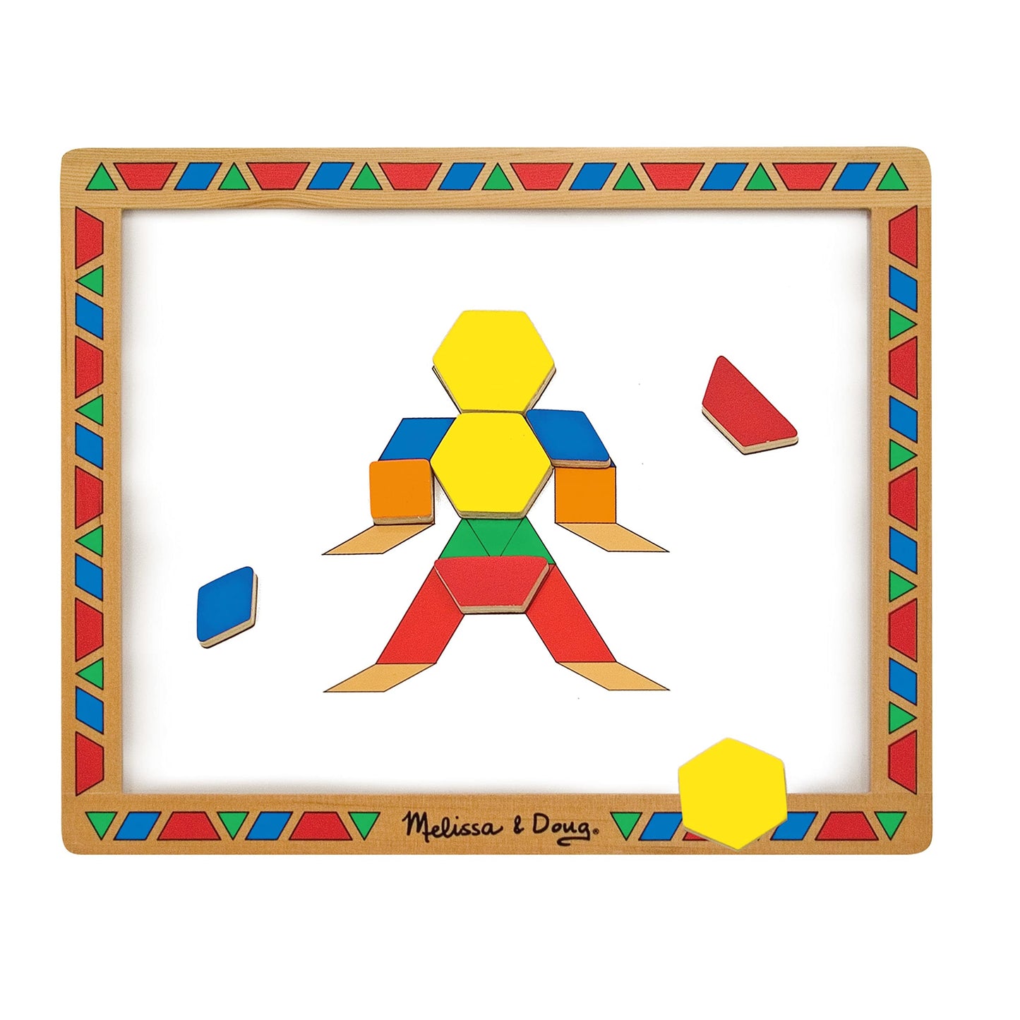 Melissa & Doug Deluxe Wooden Magnetic Pattern Blocks Set - Educational Toy with 120 Magnets and Carrying Case