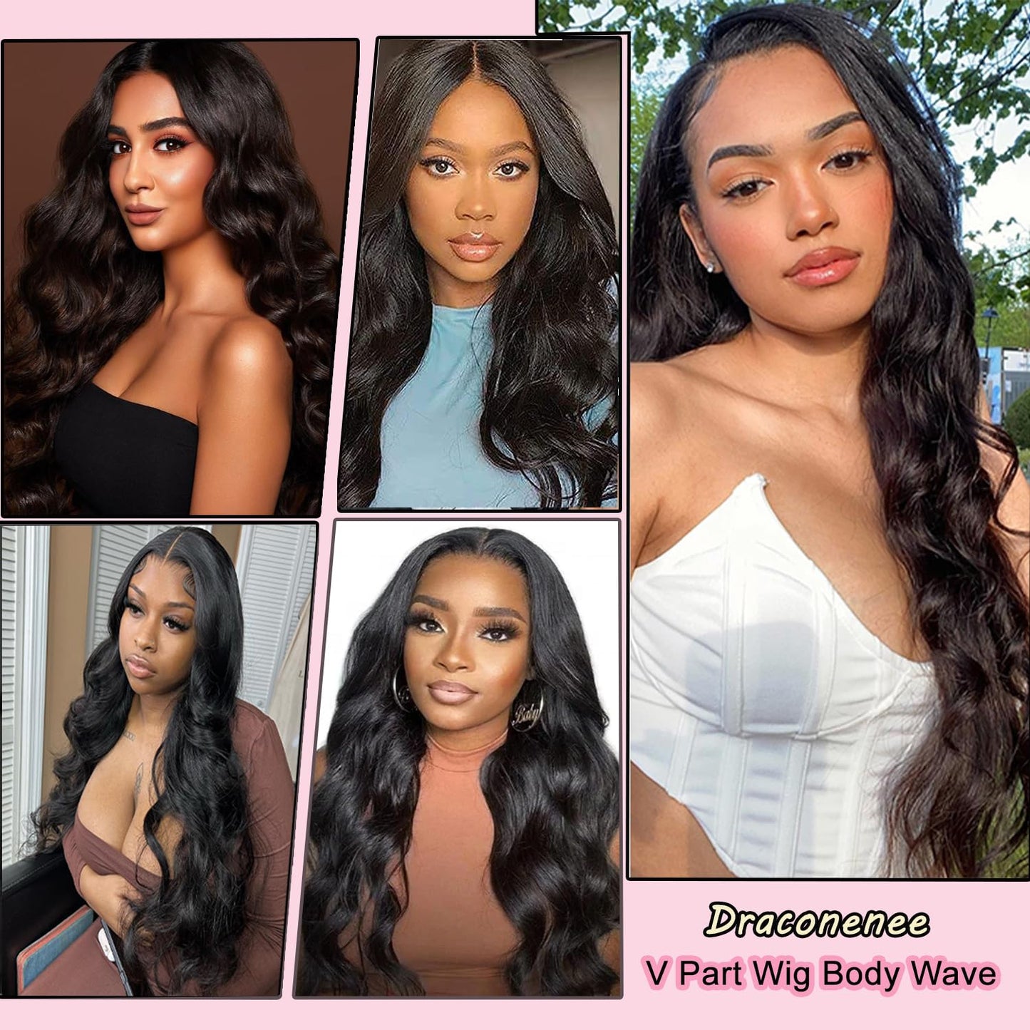 V Part Wig Human Hair Wig Upgrade U Part Wigs Body Wave for Black Women Beginner Friendly No Sew In and No Leave Out Glueless Brazilian Virgin Hair Wig Natural Black Color 180% Density 22 inch