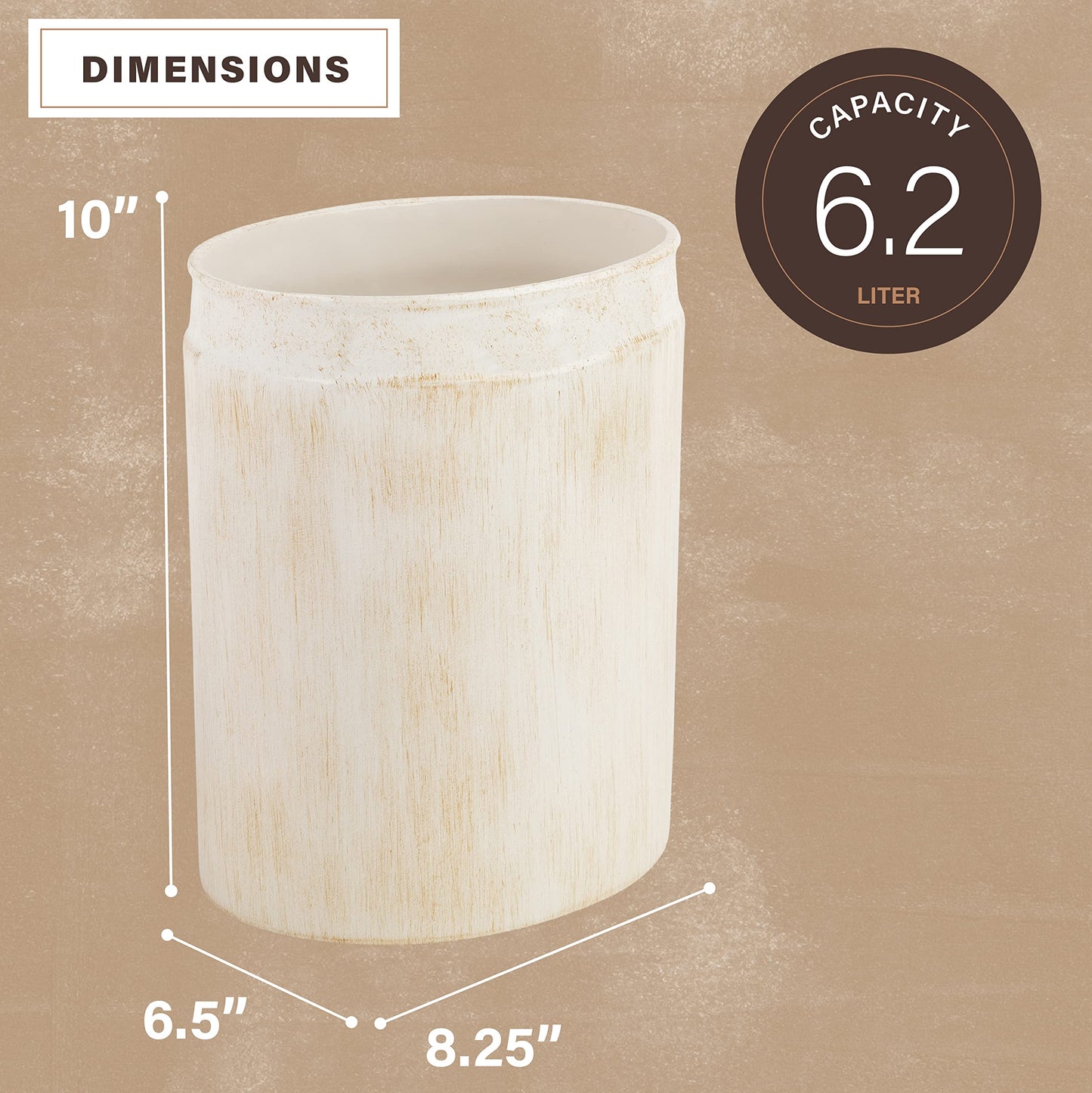 Creative Scents Rustic Luxe Small Bathroom Trash Can - Bathroom Garbage Can for Modern Farmhouse Decor - Small Waste Basket for Bathroom and Bedroom - Durable Space Saving Bathroom Trash Bin