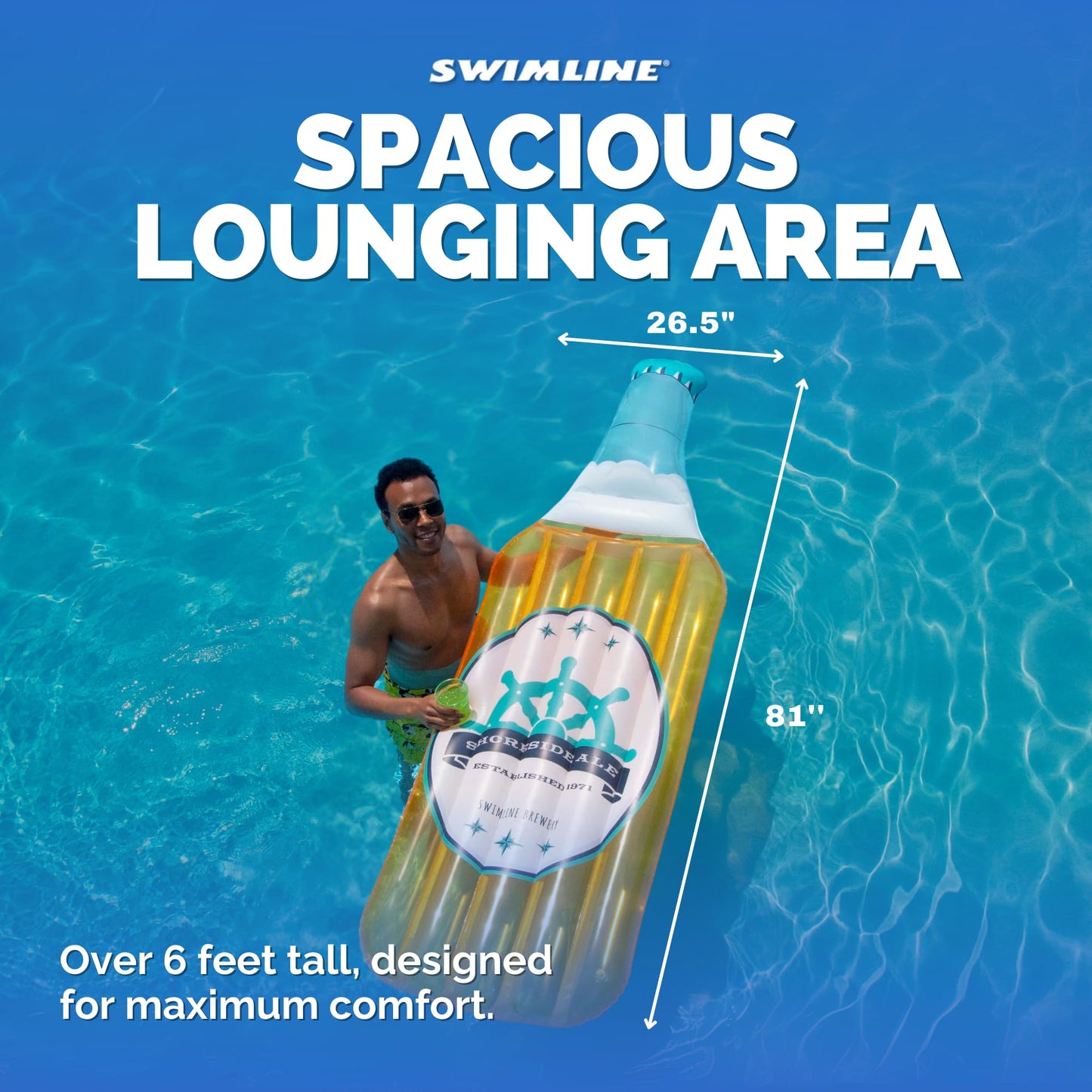 Swimline Inflatable Beer Bottle Pool Lounger