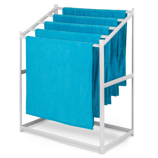 Coast Modern Pool Towel Rack – 5 Beach Towel PVC Drying Rack for Outdoor & Indoor Use - White