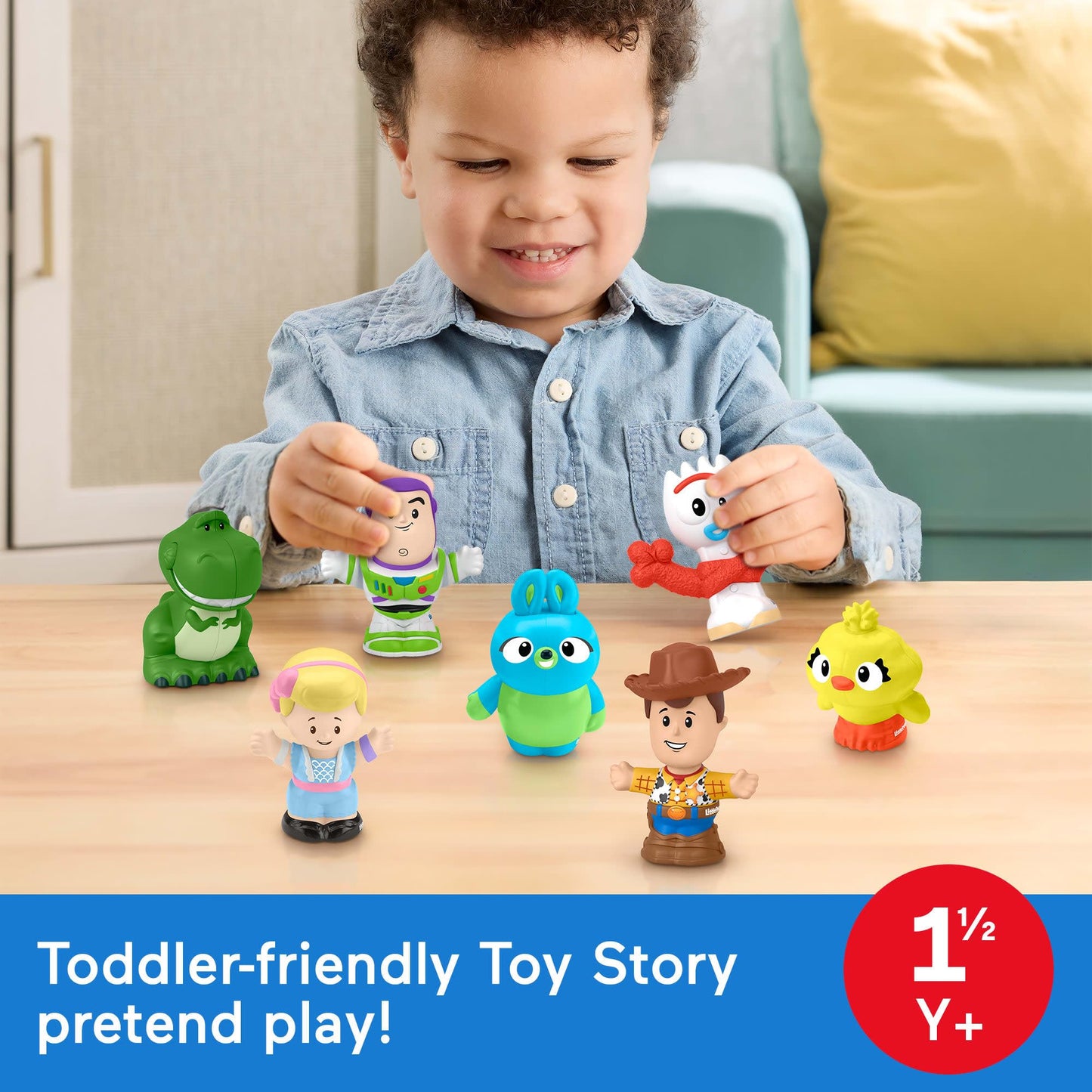 Fisher-Price Little People Toddler Toy Disney Toy Story 7 Friends Figure Set with Woody & Buzz Lightyear for Pretend Play Ages 18+ Months