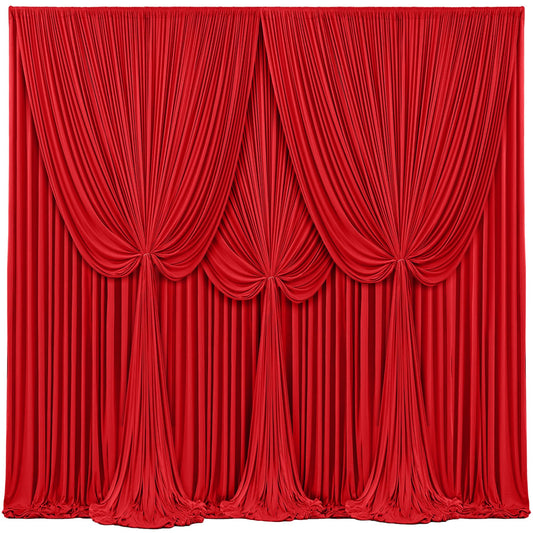 4 Panels Red Backdrop Curtains for Wedding Party Wrinkle Free Backdrops Curtain Drapes Fabric Decorations Photo Back Drop Cloth for Baby Shower Photography Stage Reception 20ft(W) x 12ft(H)