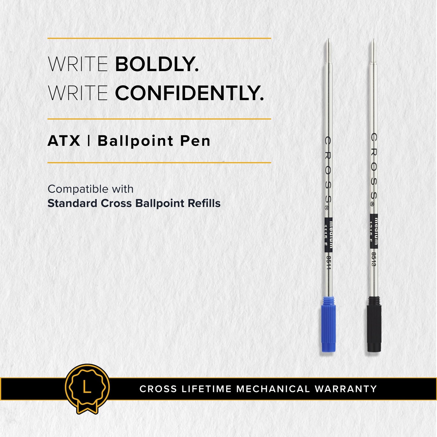 Cross ATX Brushed Rose Gold Ballpoint Pen - Refillable Pen for Smooth Writing - Black Ink - Comfortable Grip - Long-Lasting - Professional Office Supplies - Gift Box Included