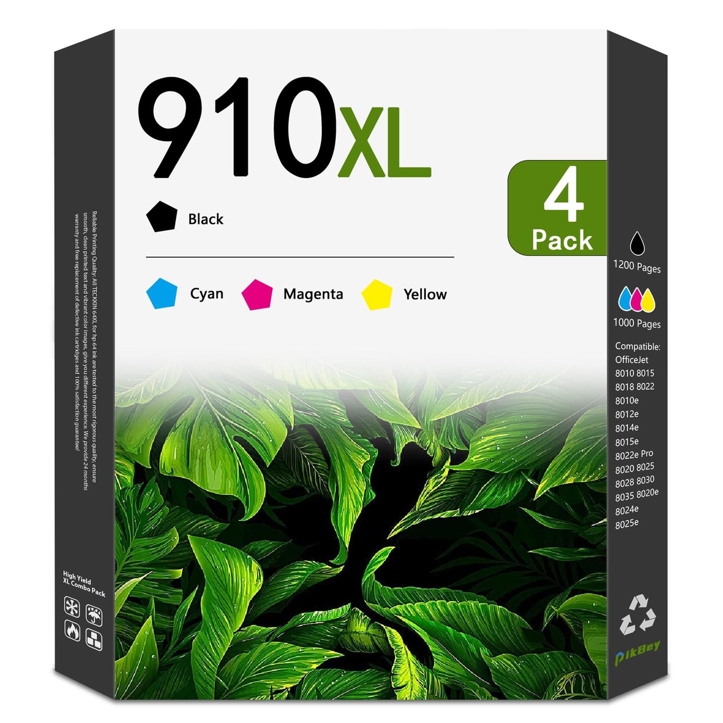 910XL High Yield Ink Cartridges Compatible 910XL Ink Cartridges Replacement for OfficeJet 8010 8015 8018 8022 Pro 8020 8025 8028 8030 8035 Printer (4-Pack, Black/Cyan/Magenta/Yellow)