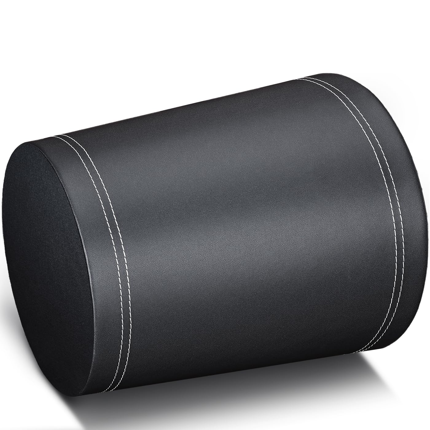 KINGFOM 3 Pack PU Leather Small Office Trash Can Wastebasket, Round Garbage Container Bin for Bathrooms, Powder Rooms, Kitchens, Home, Bedroom, High-Class Hotel, Black