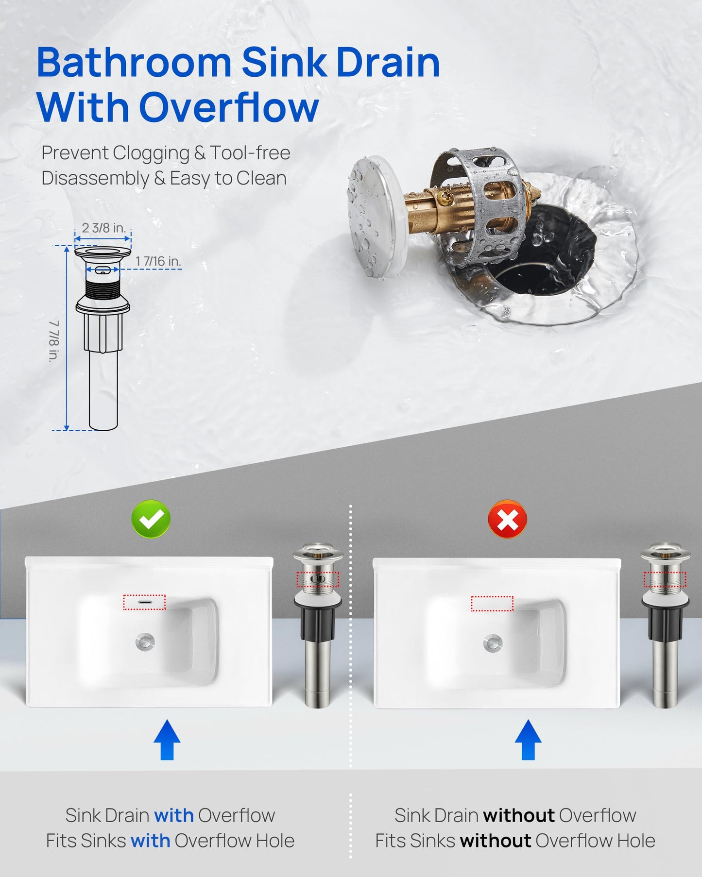 Waterfall Bathroom Sink Faucet Set with Pop Up Drain Stopper & Supply Lines - 4 Inch 2 Handles Centerset Faucet 2 or 3 Hole Lavatory Faucet Bathroom Vanity Mixer Tap Basin Faucets Brushed Nickel