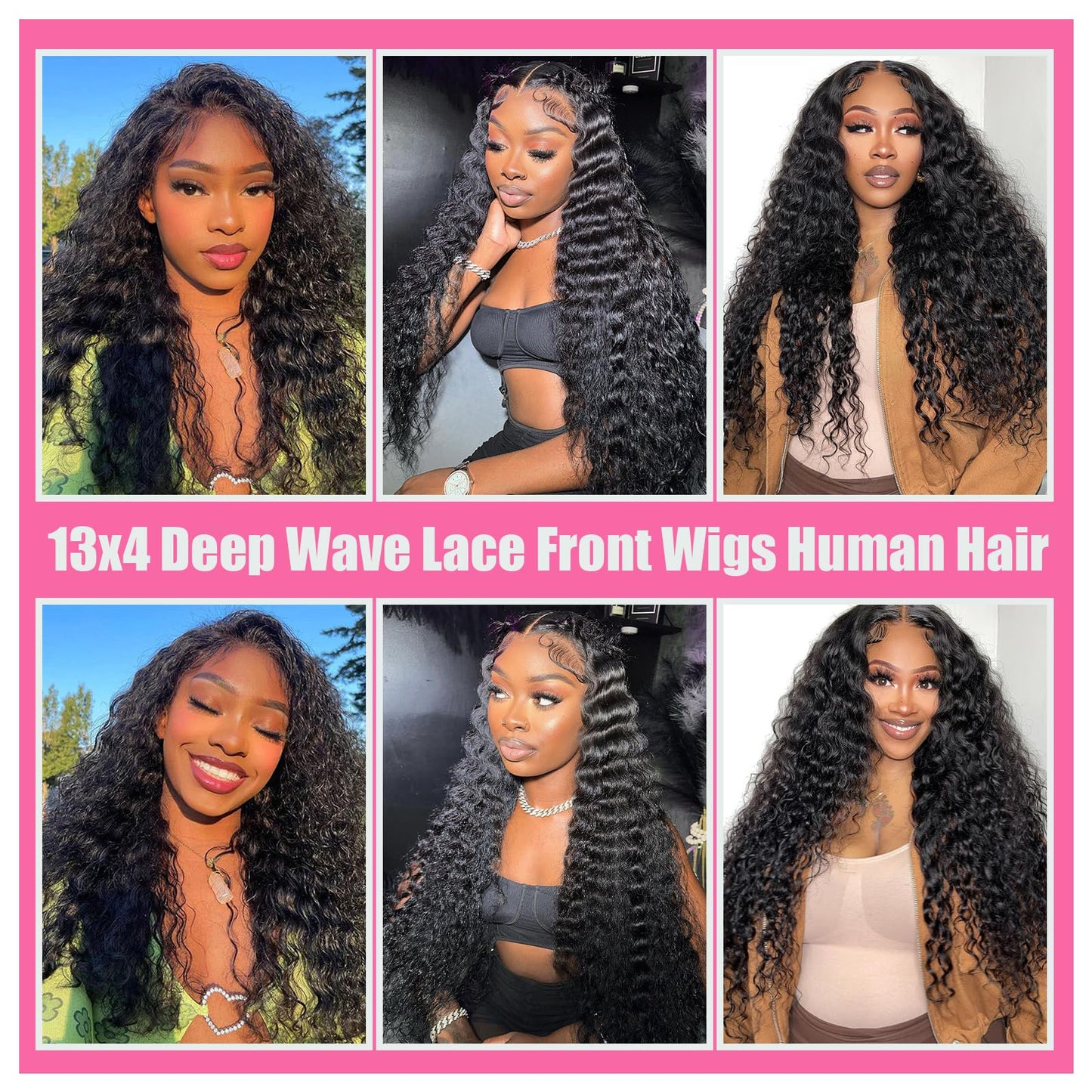 RAYFOG 28 Inch Deep Wave Lace Front Wigs Human Hair 13x4 Deep Curly Human Hair Wig Pre Plucked 180% Density HD Transparent Lace Front Wigs Human Hair for Women Deep Wave Frontal Wigs with Baby Hair