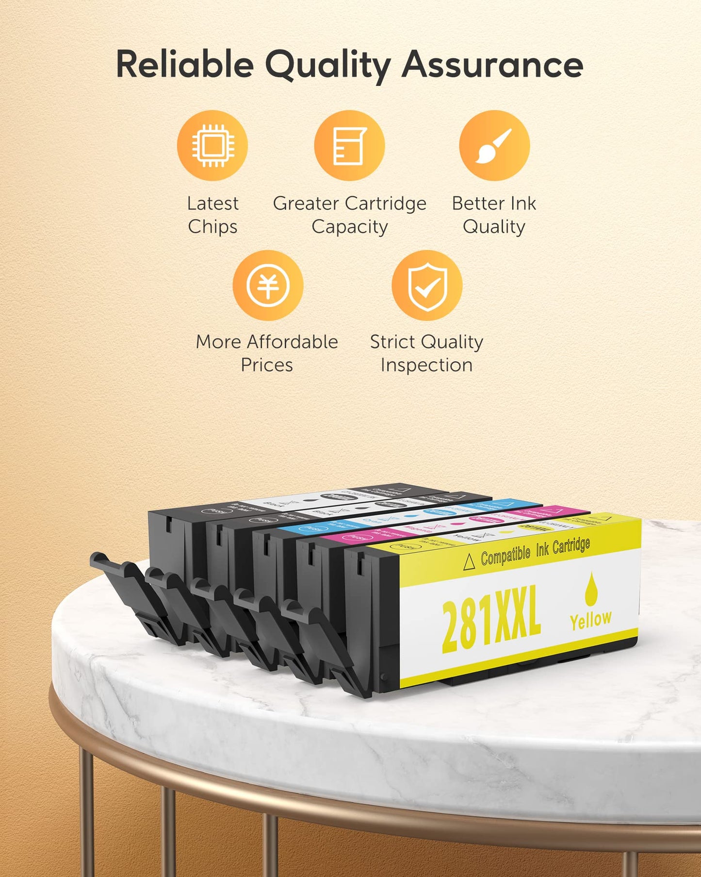 PGI-280 XXL/CLI-281 XXL Ink Cartridge 5 Color Value Pack Replacement for Canon 280 281 Ink Cartridges Compatible with Printer TR8520 TR8620 TR7520 TR8600 TS6120 TS6220 TS9120
