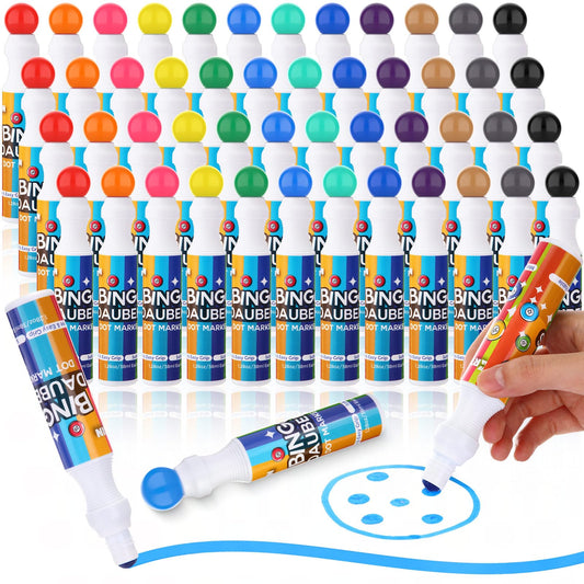 Crtiin 48 pack Mixed Colors Set of Bingo Daubers Dot Markers bulk Bingo Supplies in 12 Colors Dot Art Markers 1.28 oz Dot Paint Craft Ideal for Art and Crafts Painting Supplies Drawing Coloring