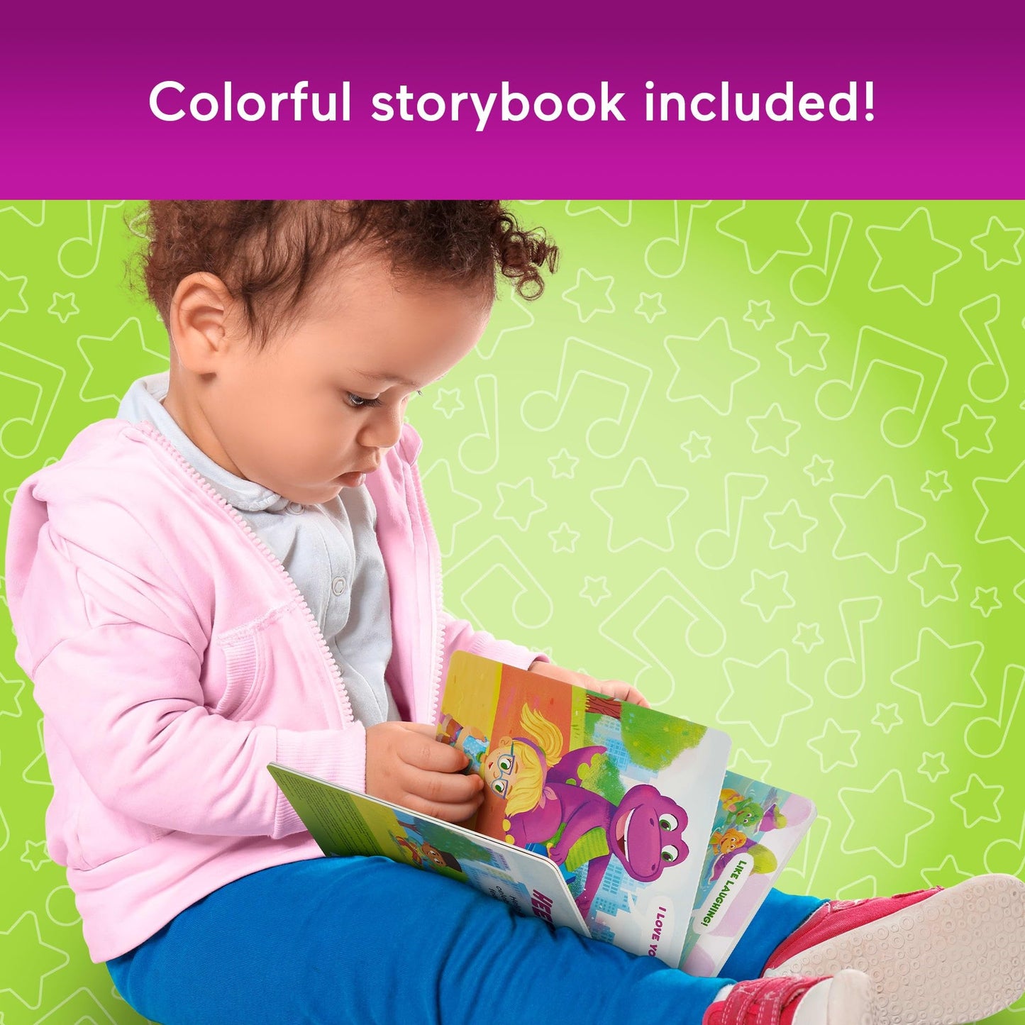 Barney’s World Toddler Toys by Fisher-Price, 9 inch Barney & Baby Bop plushes with Story Book for Cuddling up at Reading time, Kids Ages 2+ Years