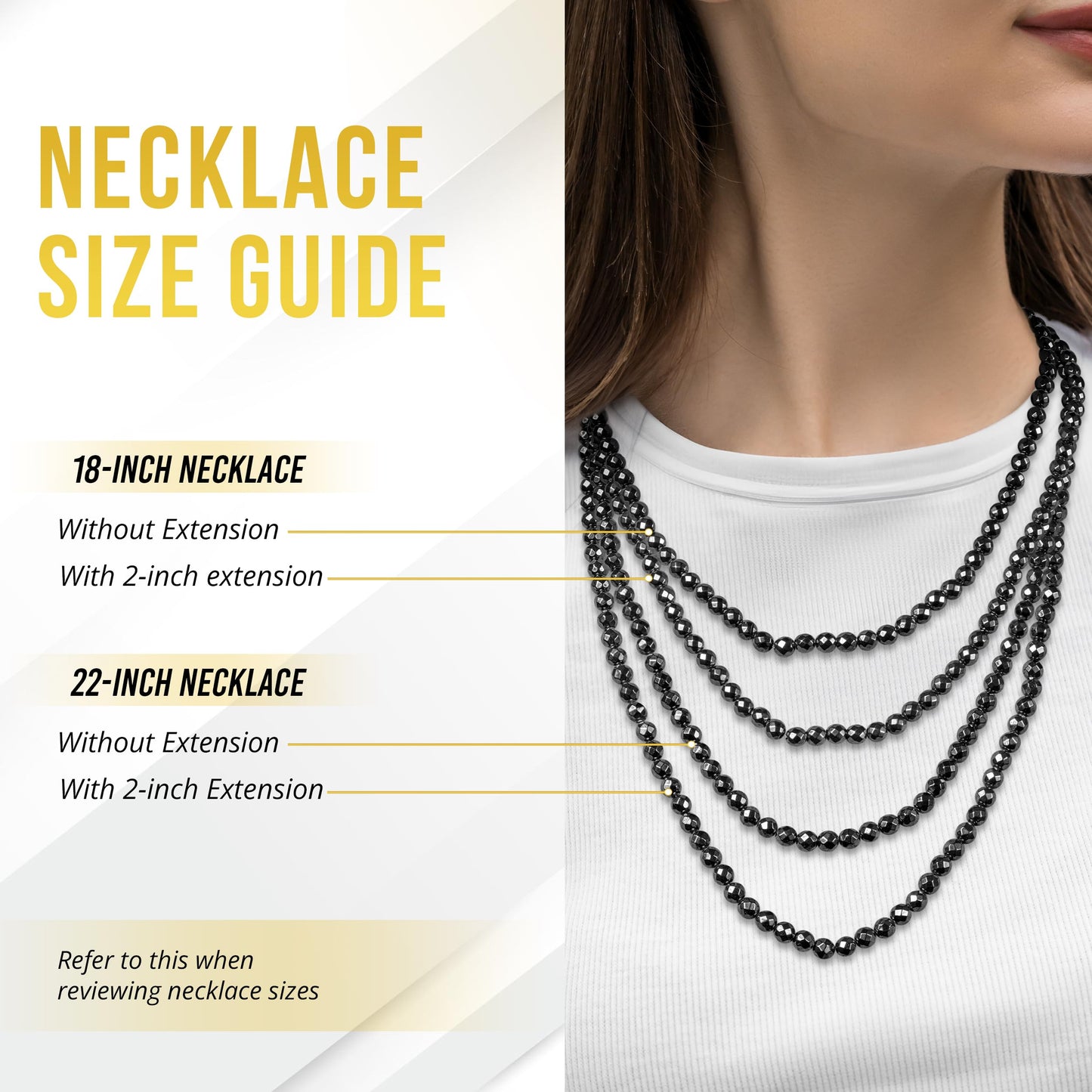 MagnetRX® Magnetic Hematite Necklace – Ultra Strength Hematite Stones – Unisex Beaded Necklace for Women and Men (6mm Faceted Beads)