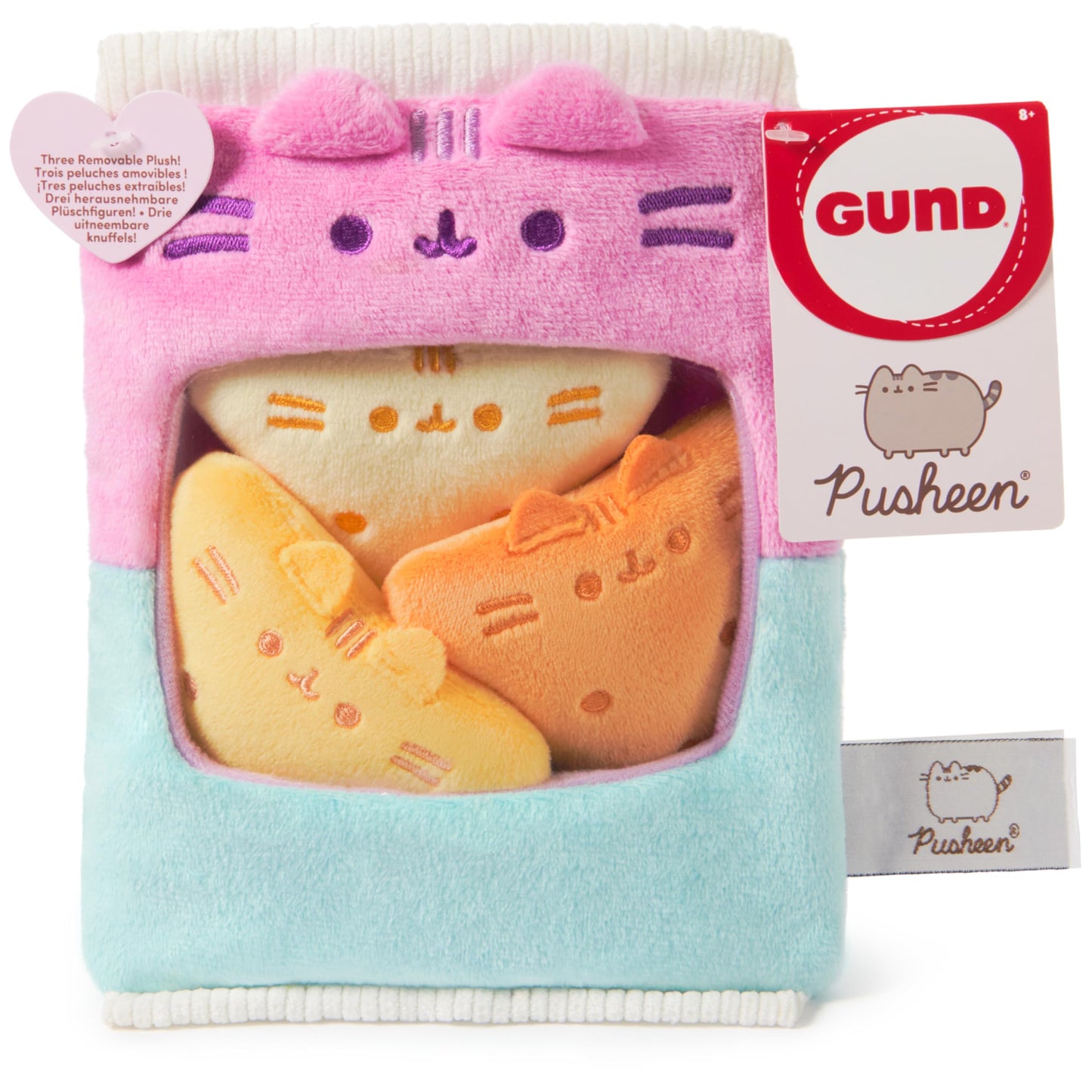 GUND Pusheen Gamer Chips with Removable Mini Plushies, Toy Tortilla Chips, Food Plushies, Gaming Decor, Stuffed Animals for Ages 8 and Up, Pink, 8"
