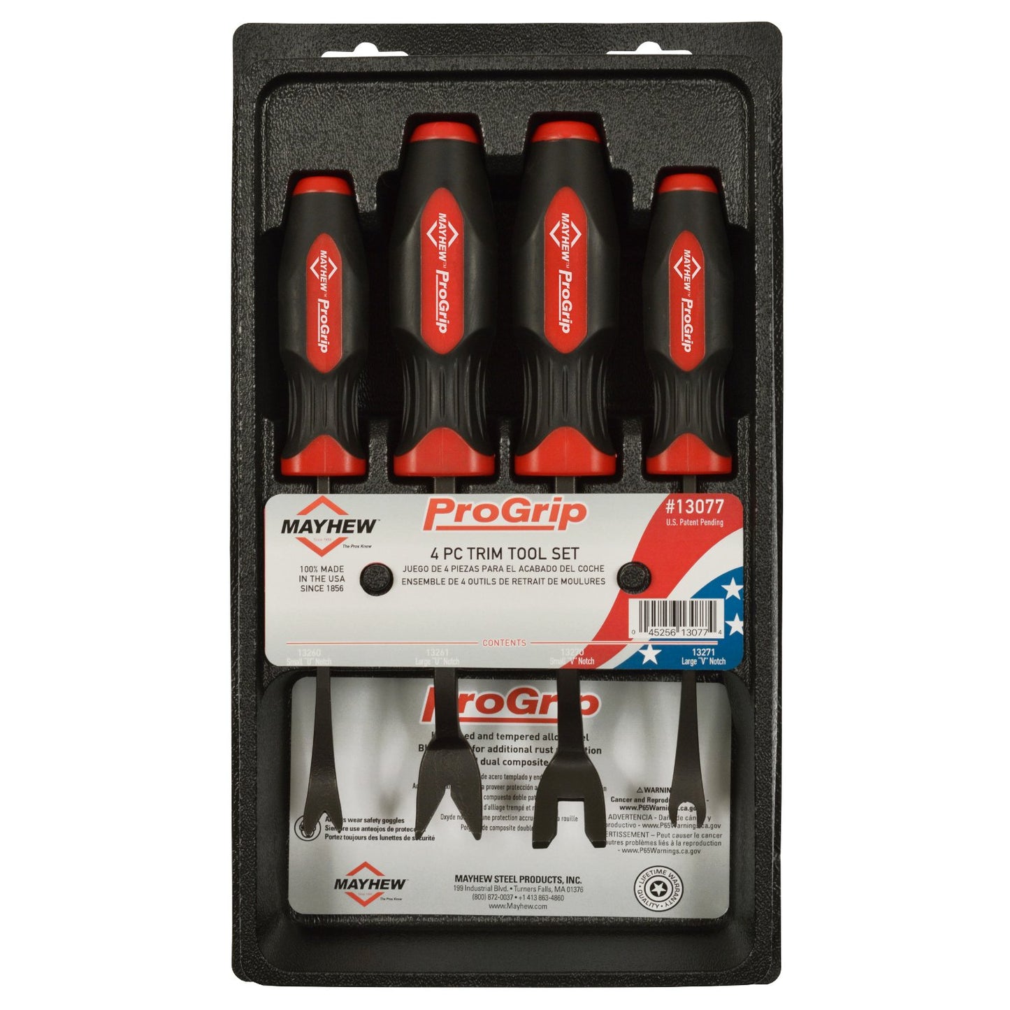 Mayhew Tools 13077 ProGrip Trim Tool Set, Black Oxide Finish, 4 piece set