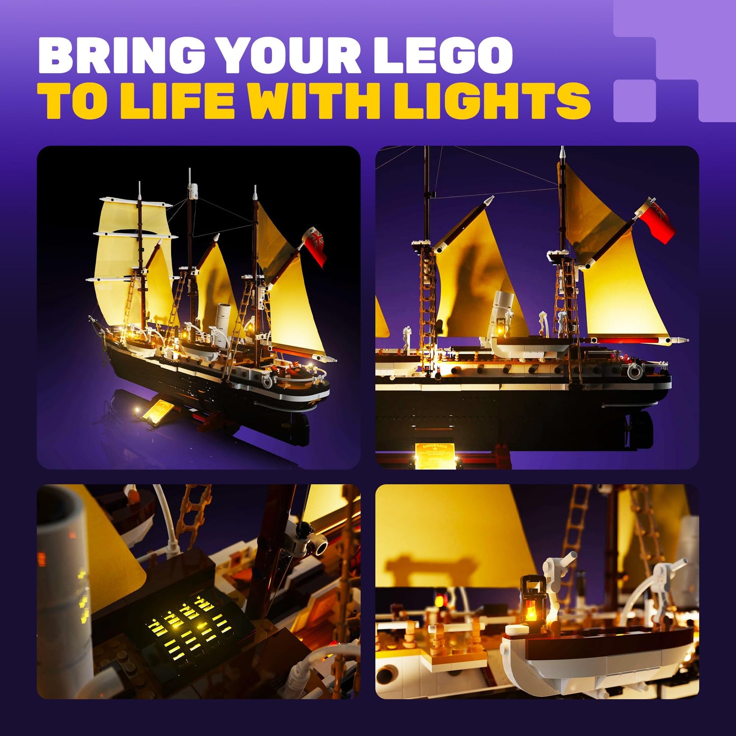Light My Bricks LED Lighting Kit Compatible with Lego Endurance Ship 10335 |Premium Light Kit for The Endurance | Realistic Flickering Effects for Adult Legos Display (Set Not Included)