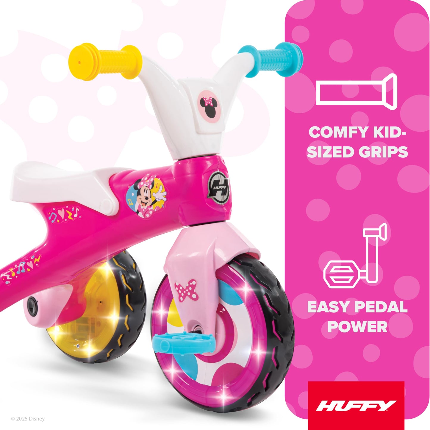 Huffy Disney Minnie Mouse Electro-Light Girl's Trike, Ideal for Ages 3+, Minnie Mouse Graphics, Colorful and Playful Design, Simple Coaster Brake, Sturdy and Durable, Safe for Toddlers