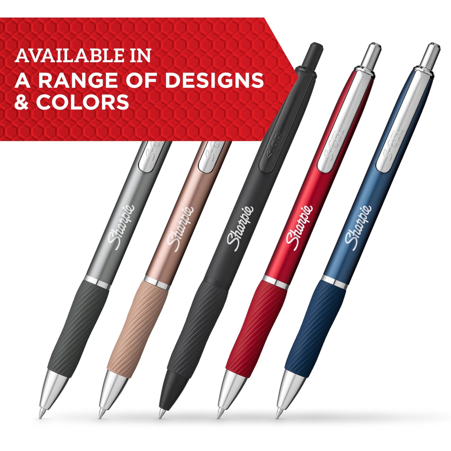 Sharpie S-Gel, Gel Pens, Sleek Metal Barrel, Gunmetal, Medium Point (0.7mm), Black Ink, 12 Count